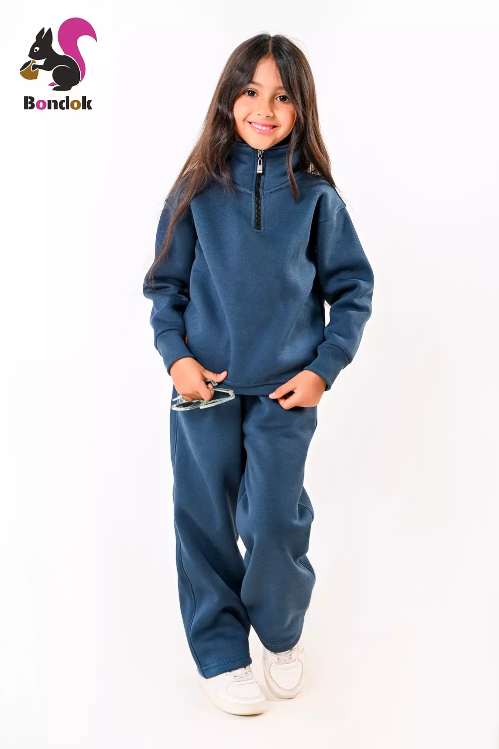 BONDOK Kids Tracksuit Set – Girls¼-Zip Stand-Collar Sweater & Jogger Pants, Comfy Fit – Ages 4–14 17