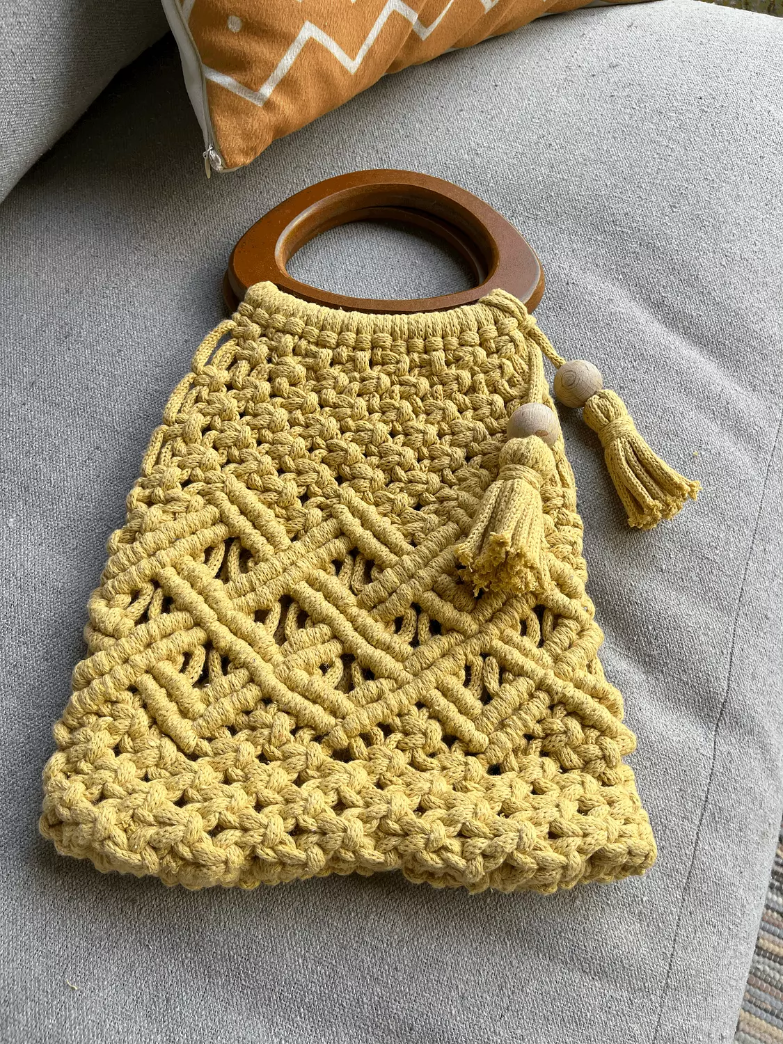 Mustard Yellow Crochet Wrist-Bag 2