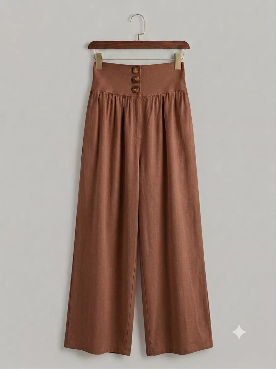 Buttoned High-Waisted Linen Pants 3