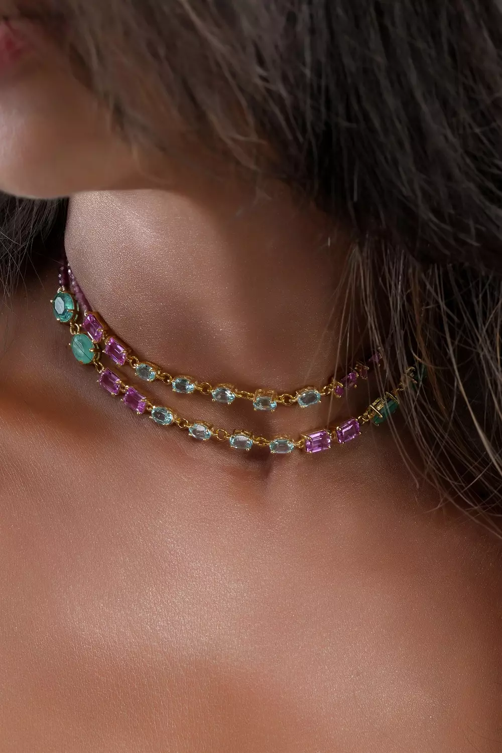 Pink & Light Blue Choker hover image