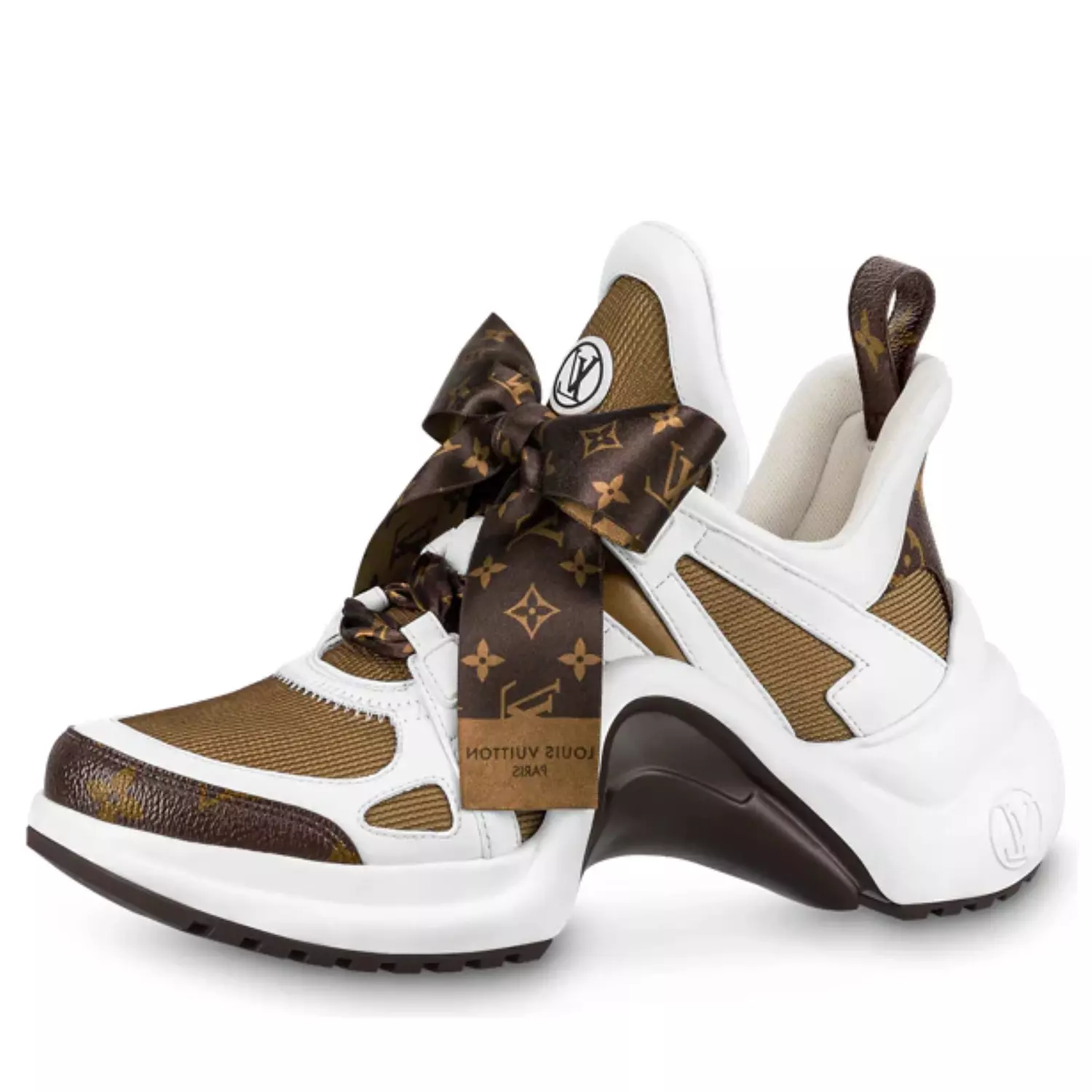 LOUIS VUITTON(WMNS) LOUIS VUITTON Archlight 1.0 Sneakers 'White Brown with Brown Ribbon' 2