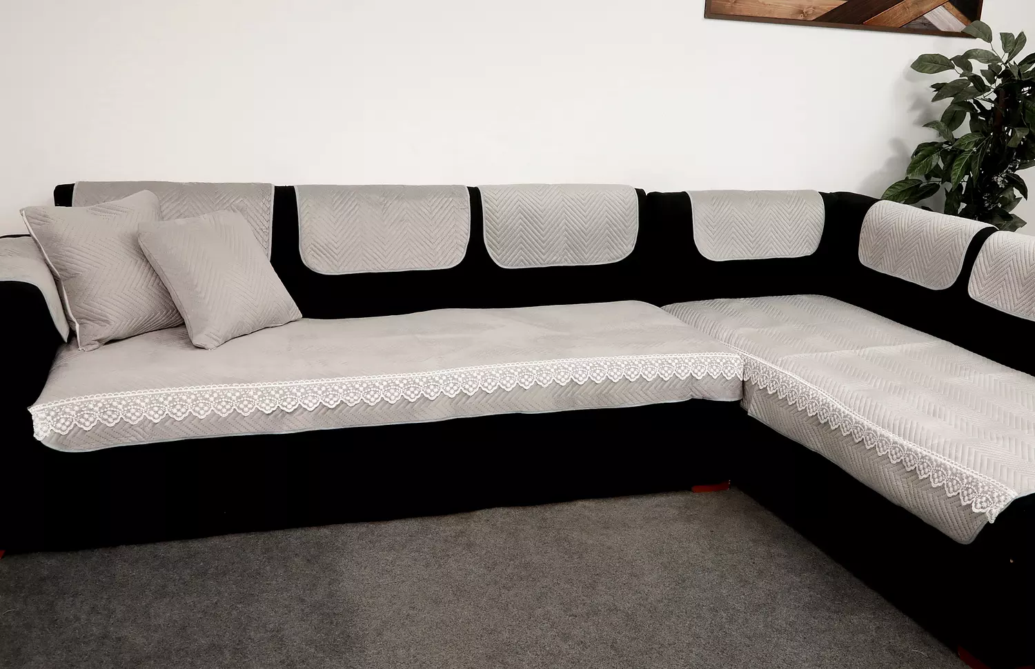 Set of 5 Sofa Slipcovers - Silver Gray hover image