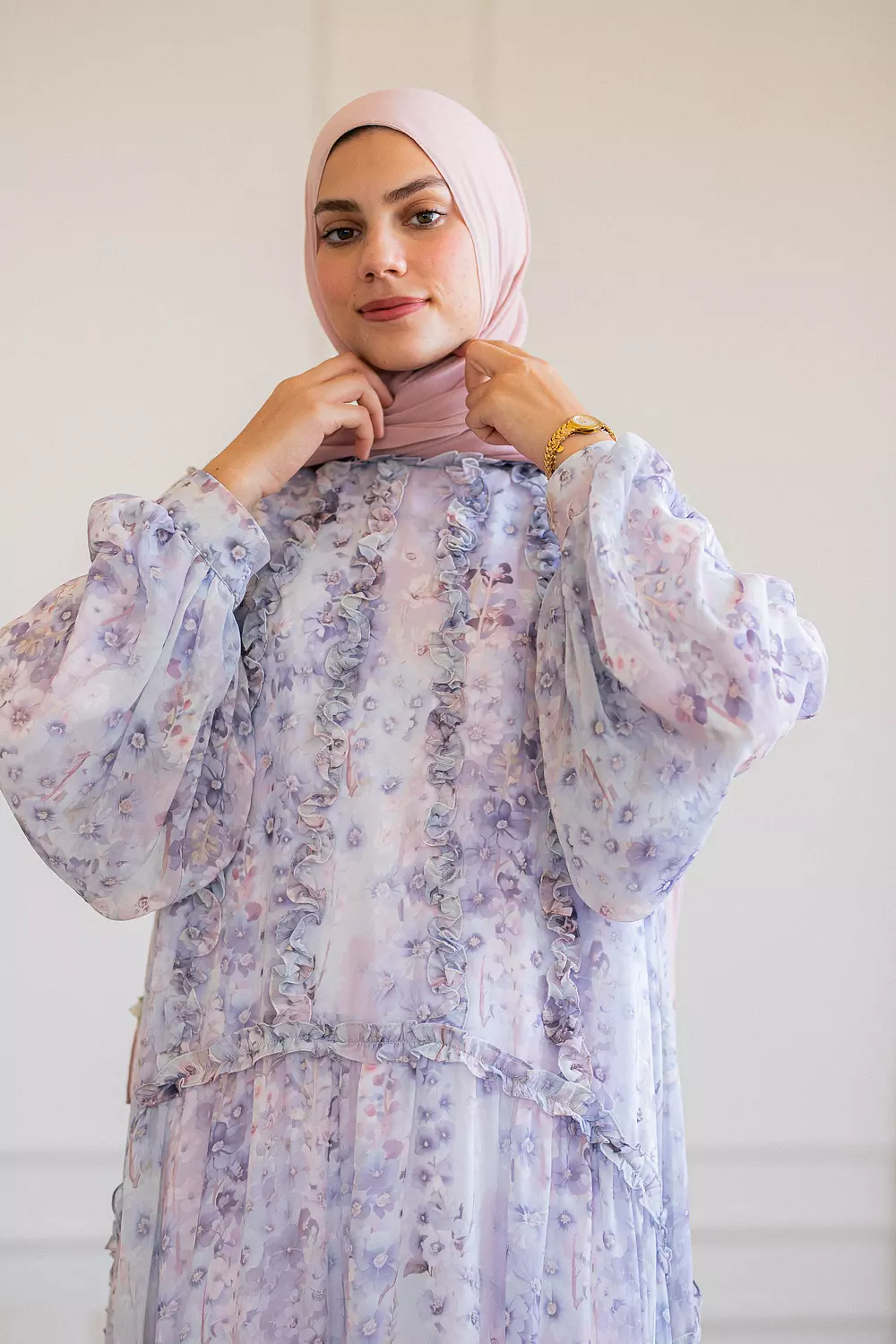 Lilac Chiffone Dress with Full Lining 1