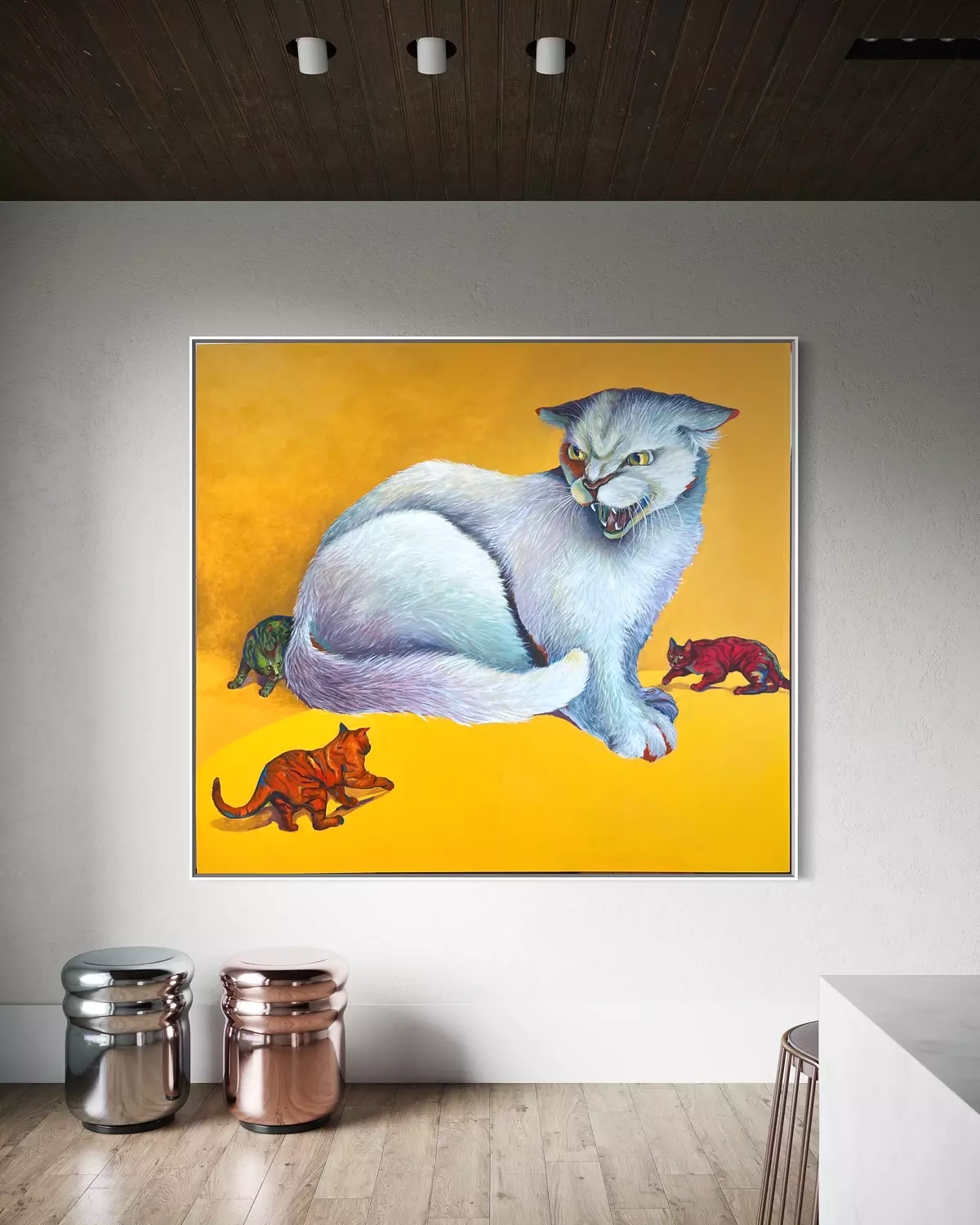 The Anxious, Distressed Persona (Yellow Painting – The Withdrawn Cat) hover image
