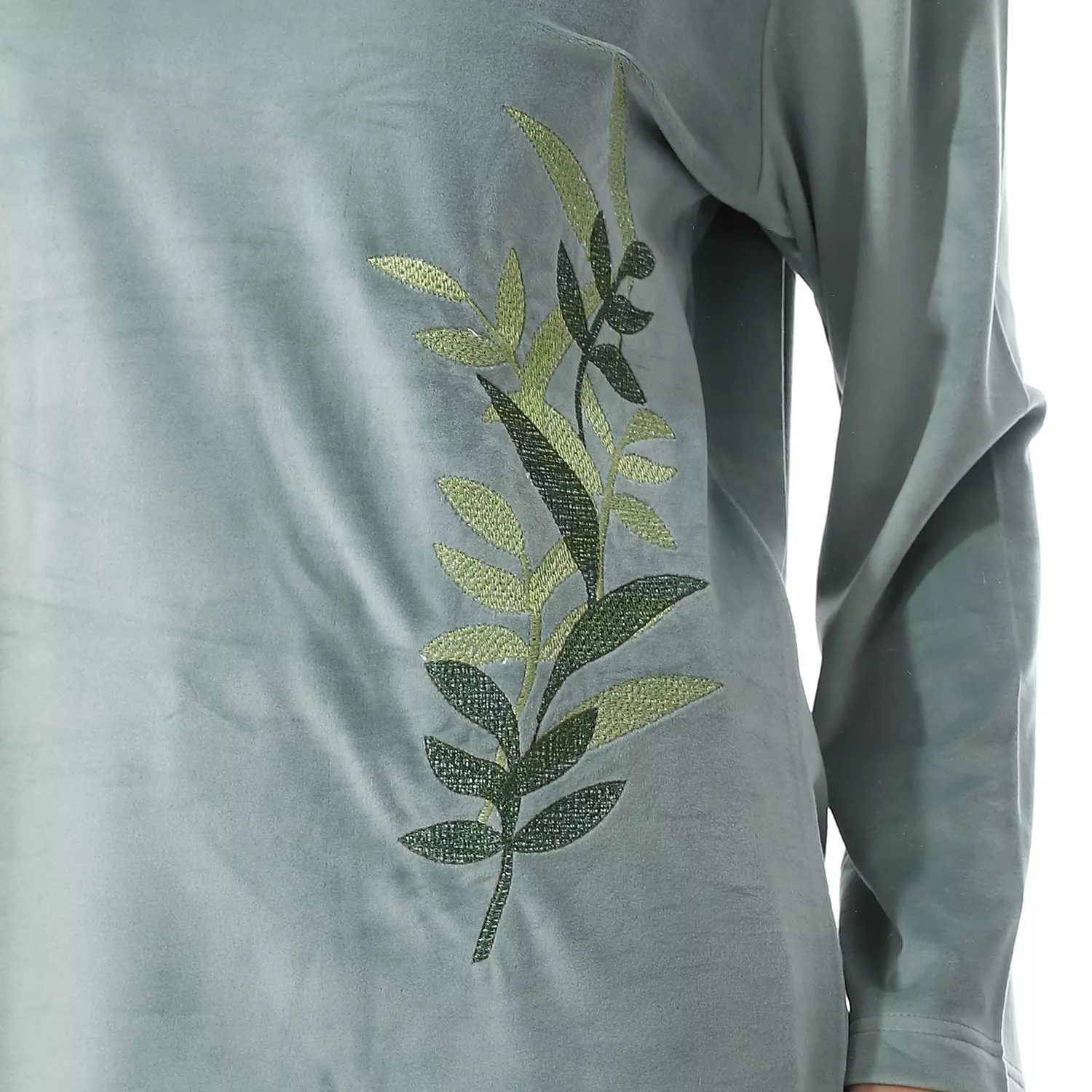 Shorto Women Fleece Joy PJ -Leaves -Round Neck-2639-Mint 4