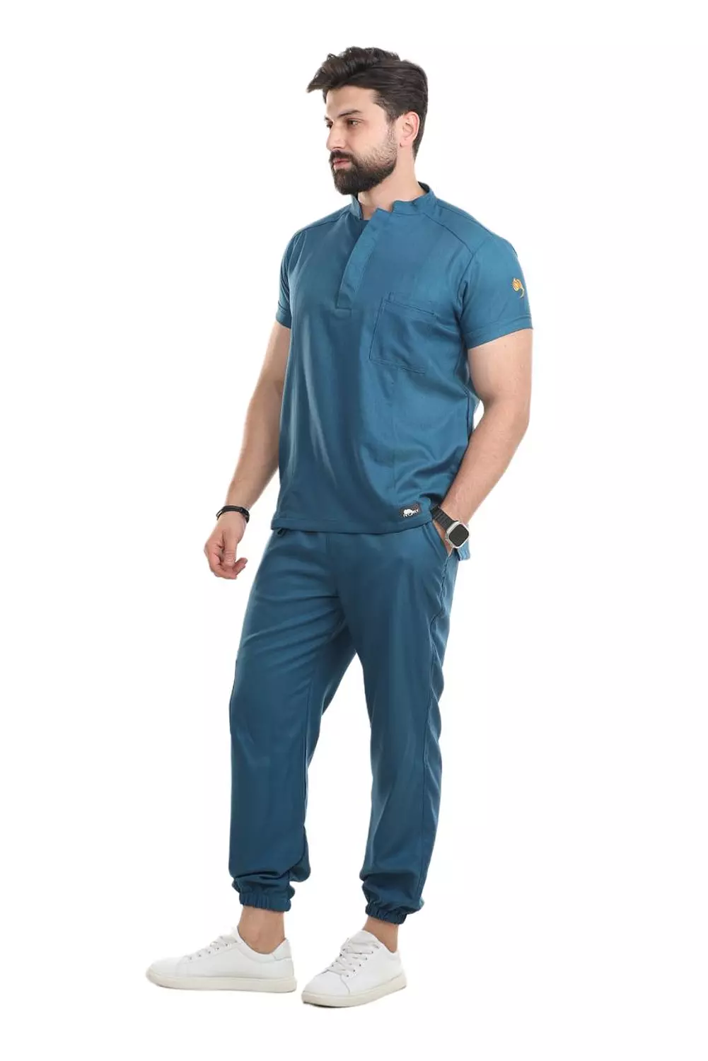 Petroleum Half Collar Scrub  1