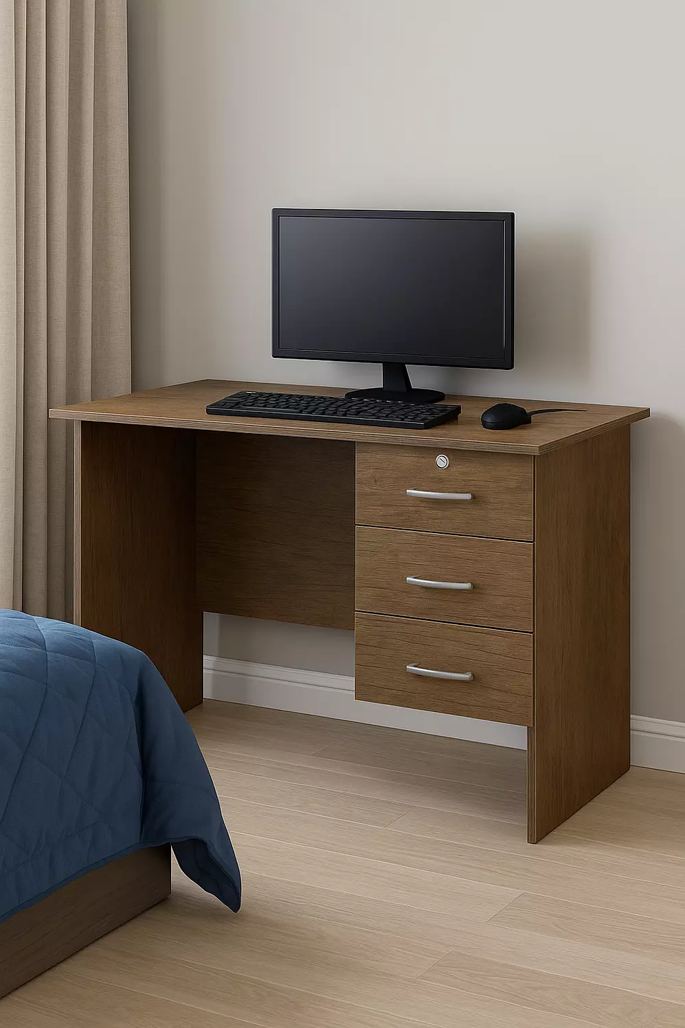 Desk 100 cm Brown Zero – 3 Drawers image