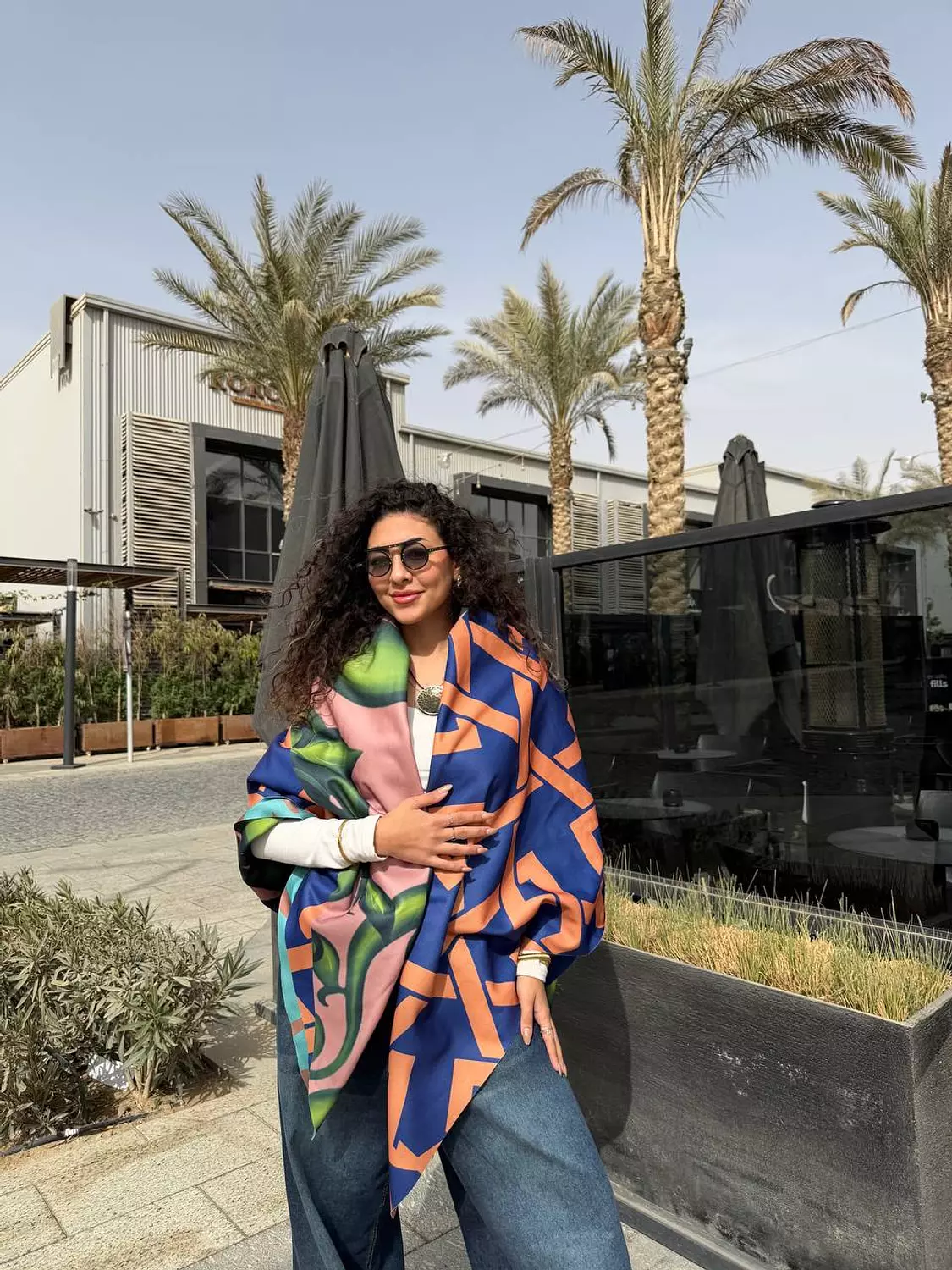 Blue*Green*Orange Double Face Scarf 3