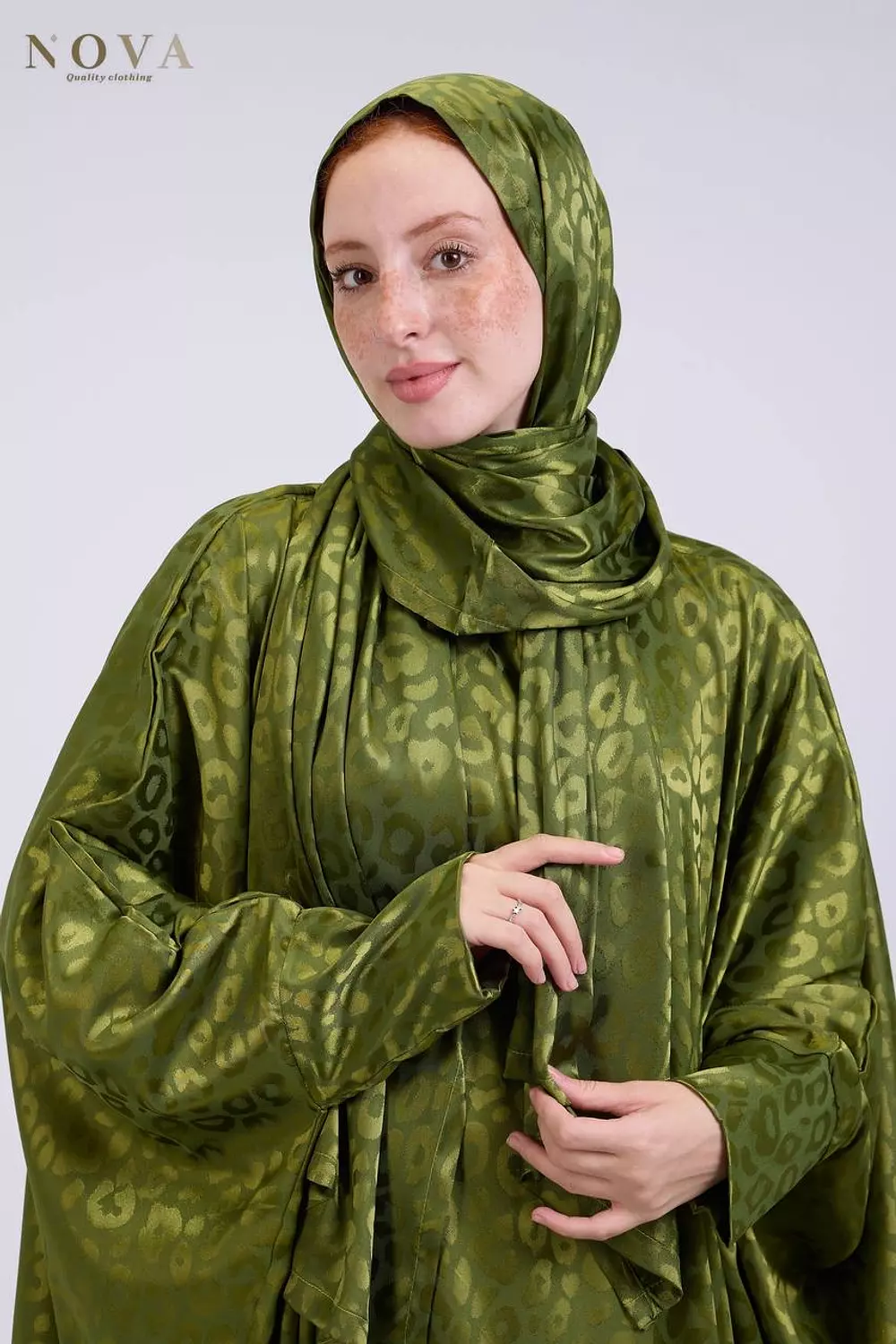 Olive green butterfly Jacquard 2