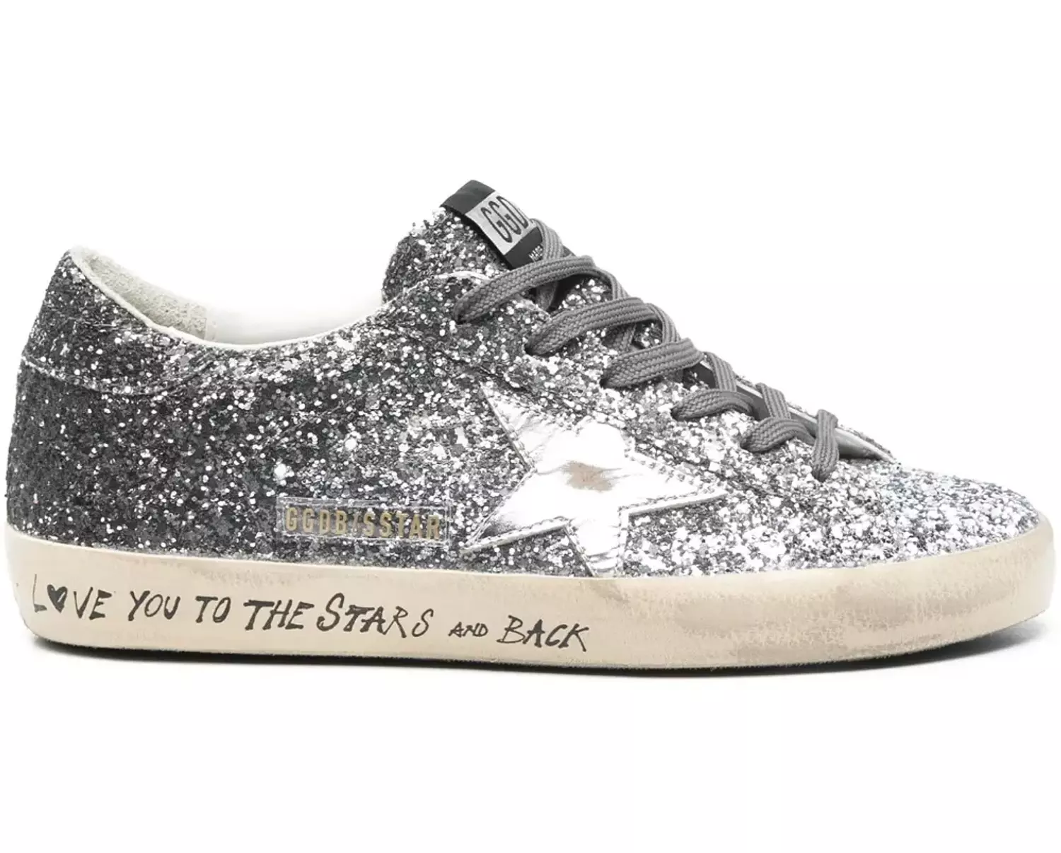 Golden Goose super star silver glitter image