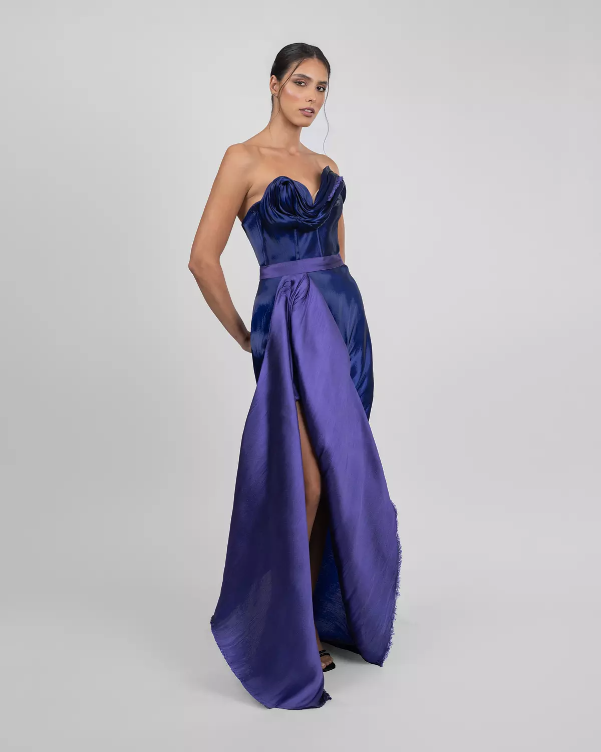 Strapless Two-Tone Draped Gown 3