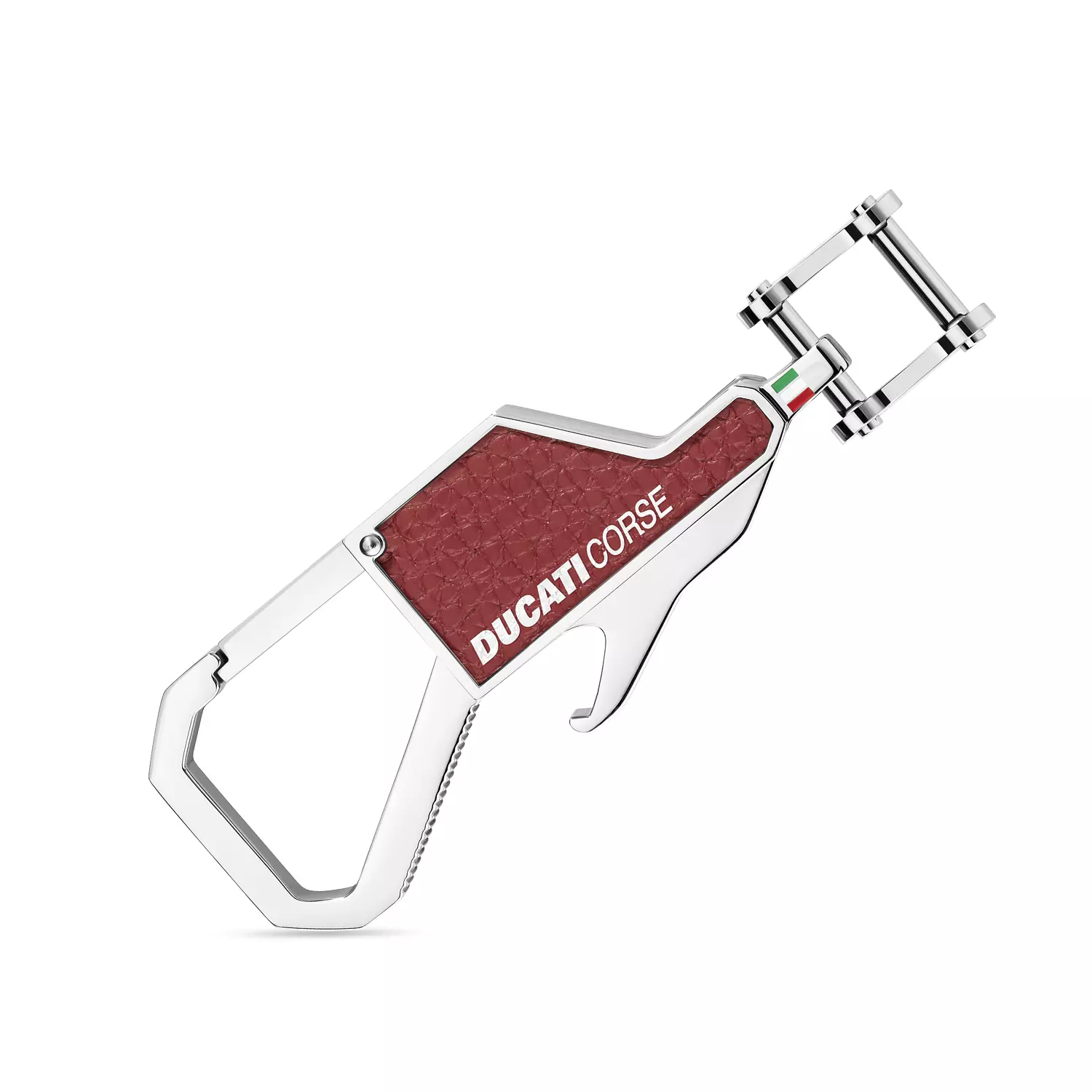 Ducati - DTAGK2138103 - FORMA Stainless Steel WITH RED LEATHER KEYRING 2