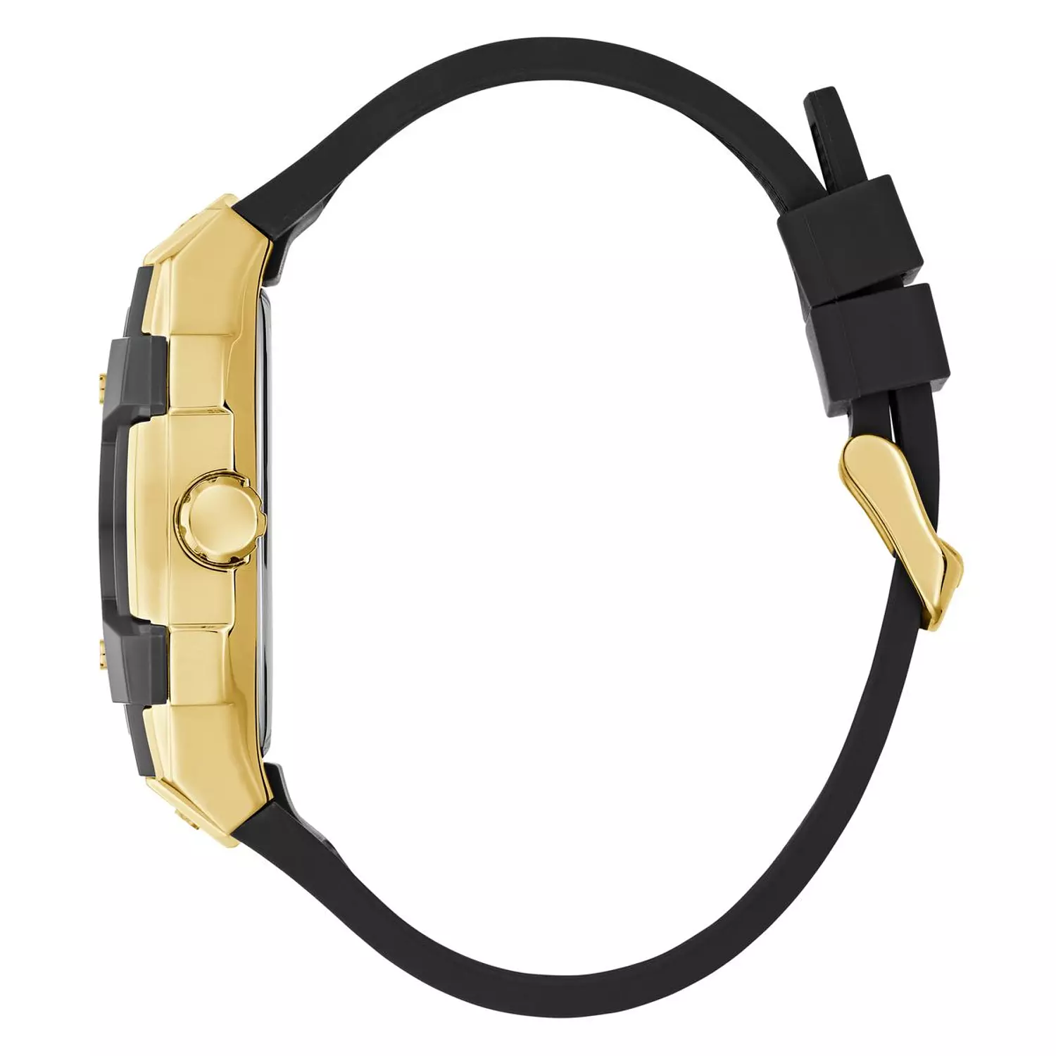 GUESS Mens Black Gold Tone Multi-function Watch Black Silicone Strap GW0956G2 1