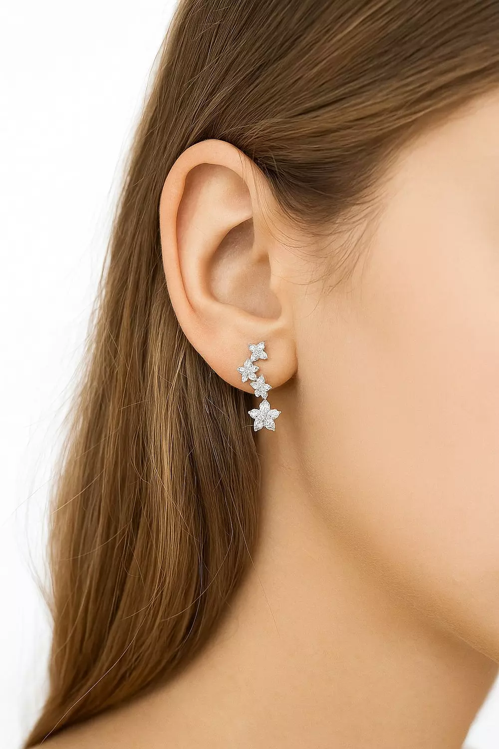 Silver Earrings Flower image