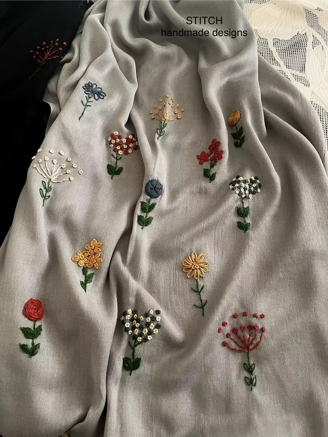 Colorful Petals Pashmina Shawl  hover image