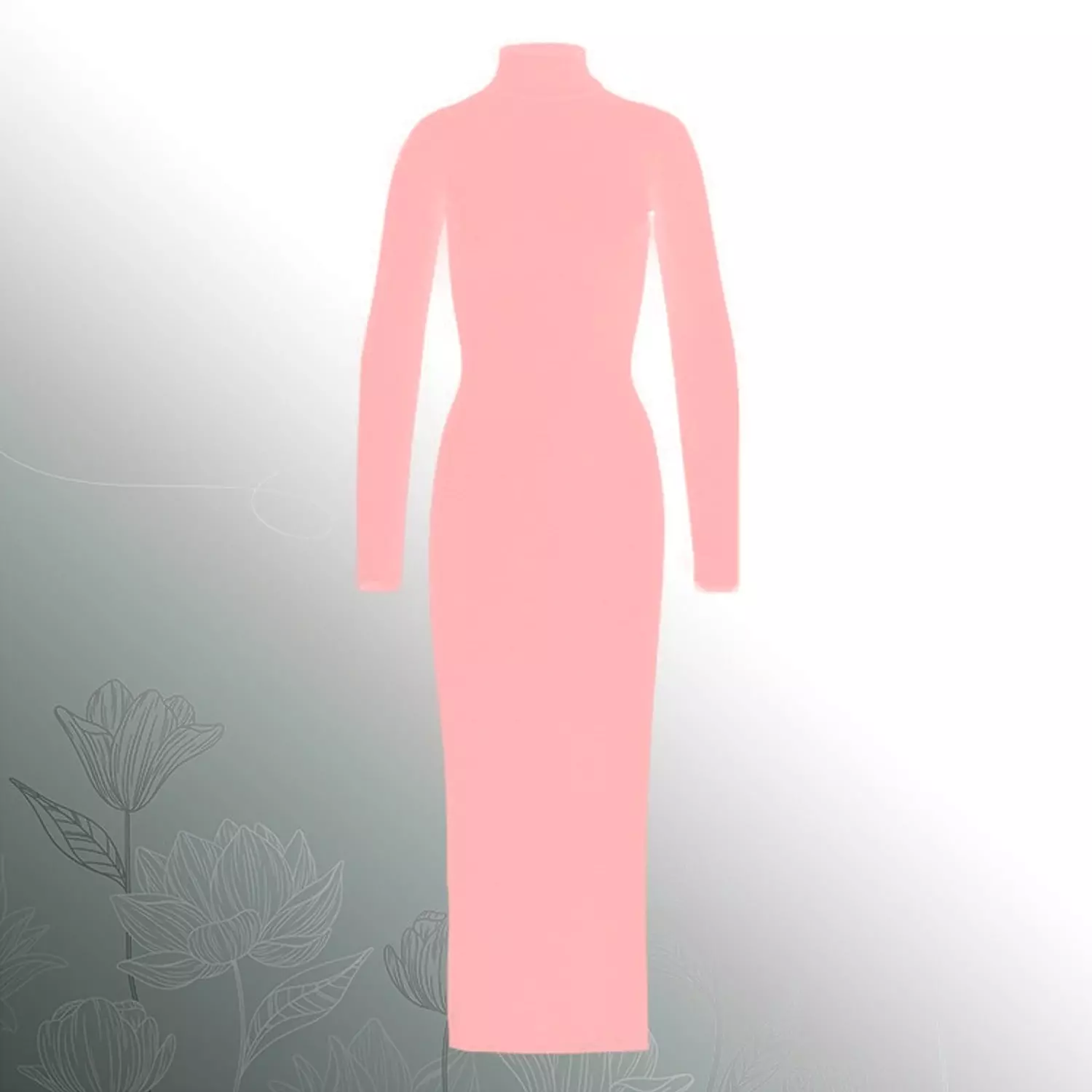 Knitted High-cool Plain Basic Dress - Pink hover image