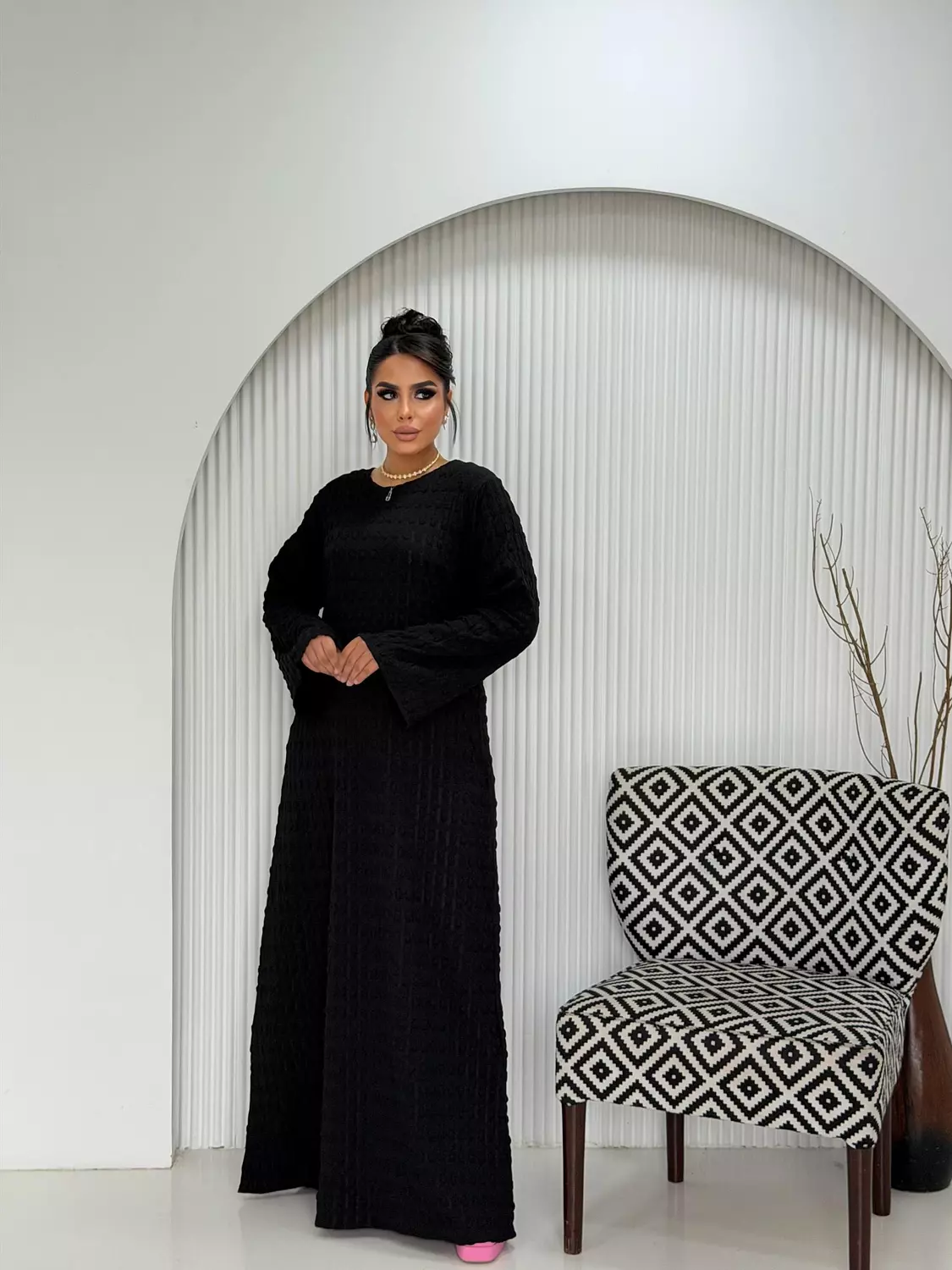 Allure Textured Dress In Black  image