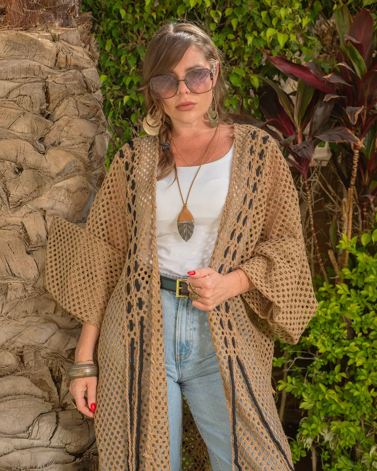 Camel Handmade Net Cardigan 2