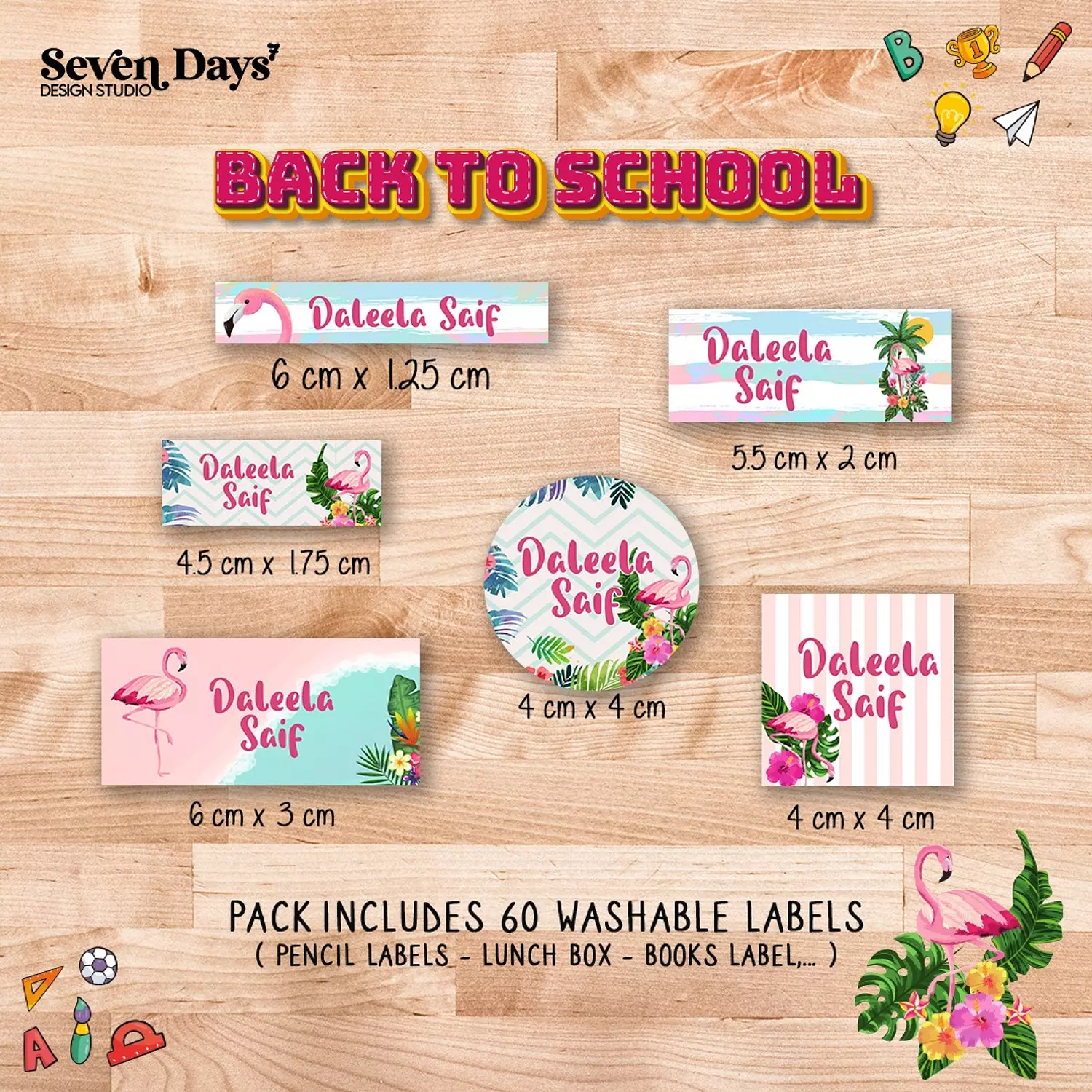 Flamingo 2 School Labels  image