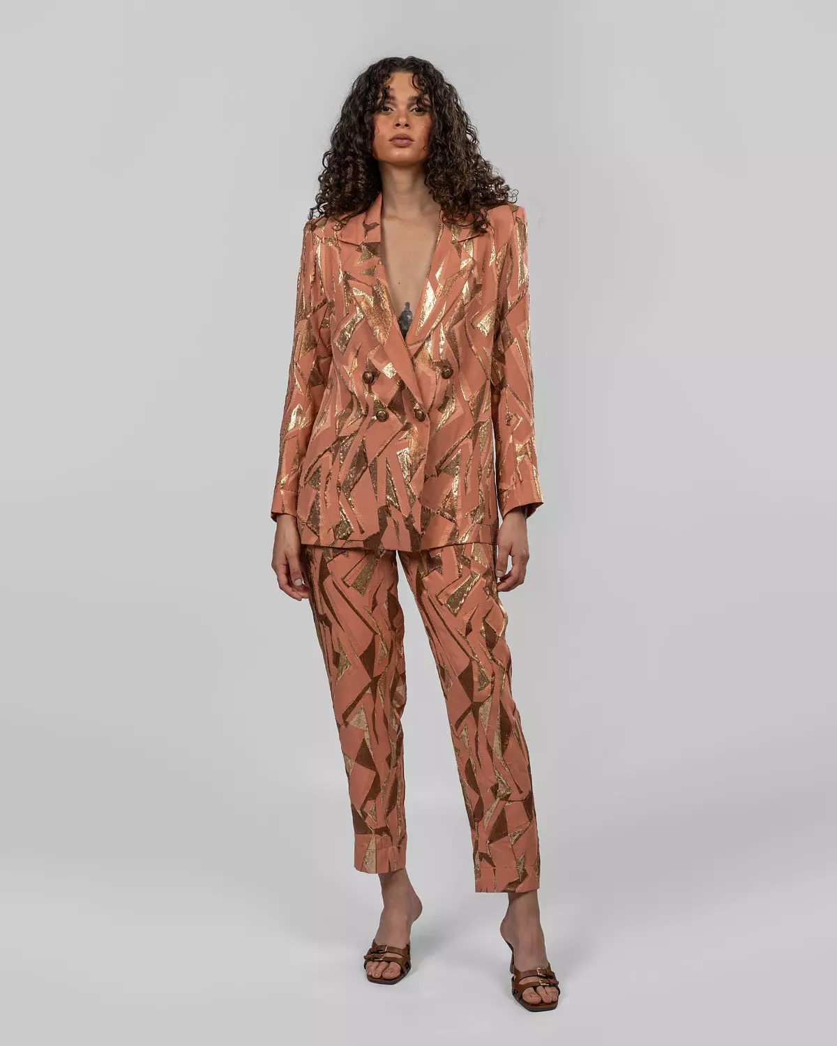 Orange & Gold Embellished Suit  image