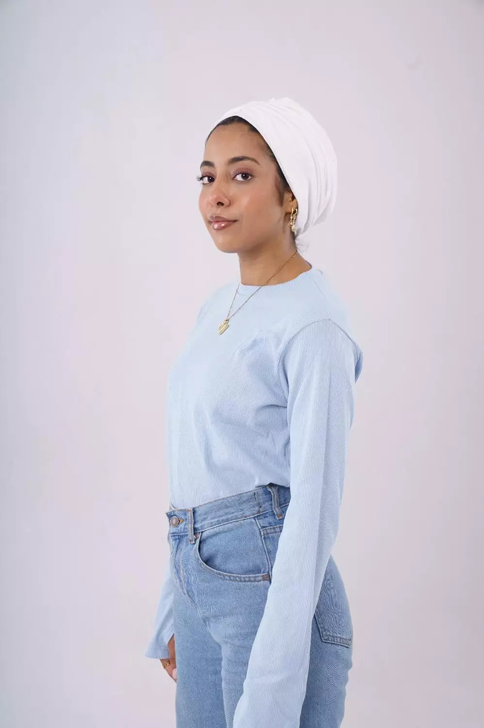 Ribbed long sleeves top in baby blue 3