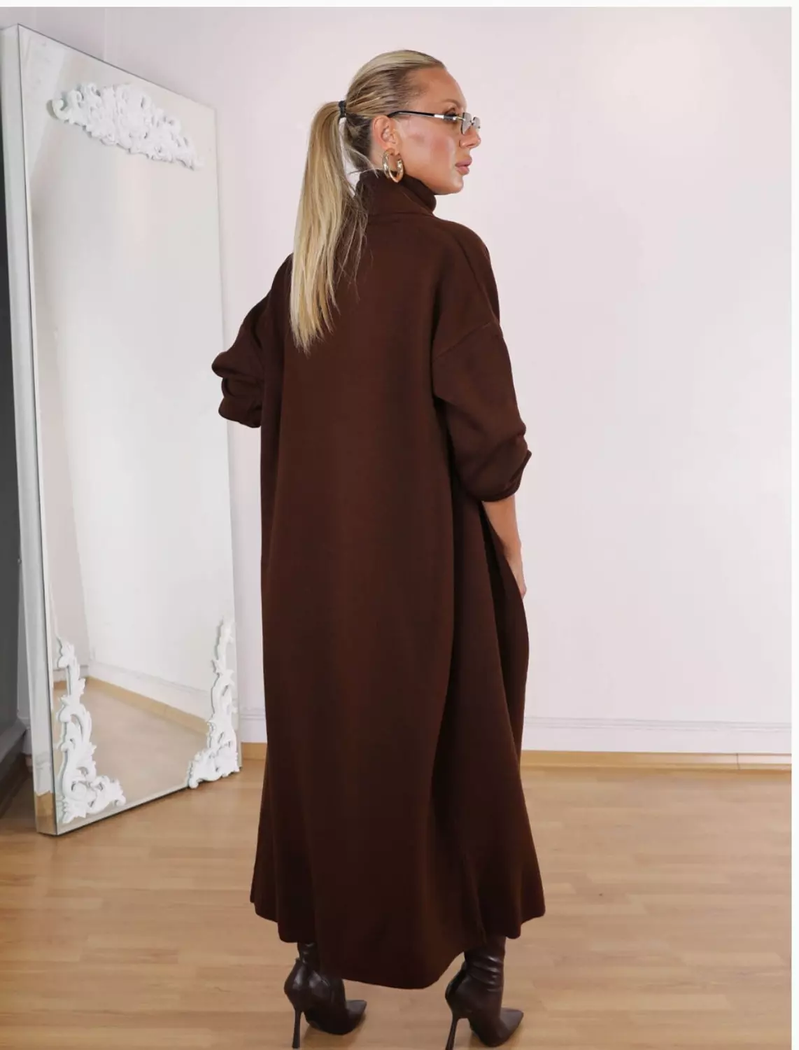 Brown Triko Set (Dress and Cardigan) 4