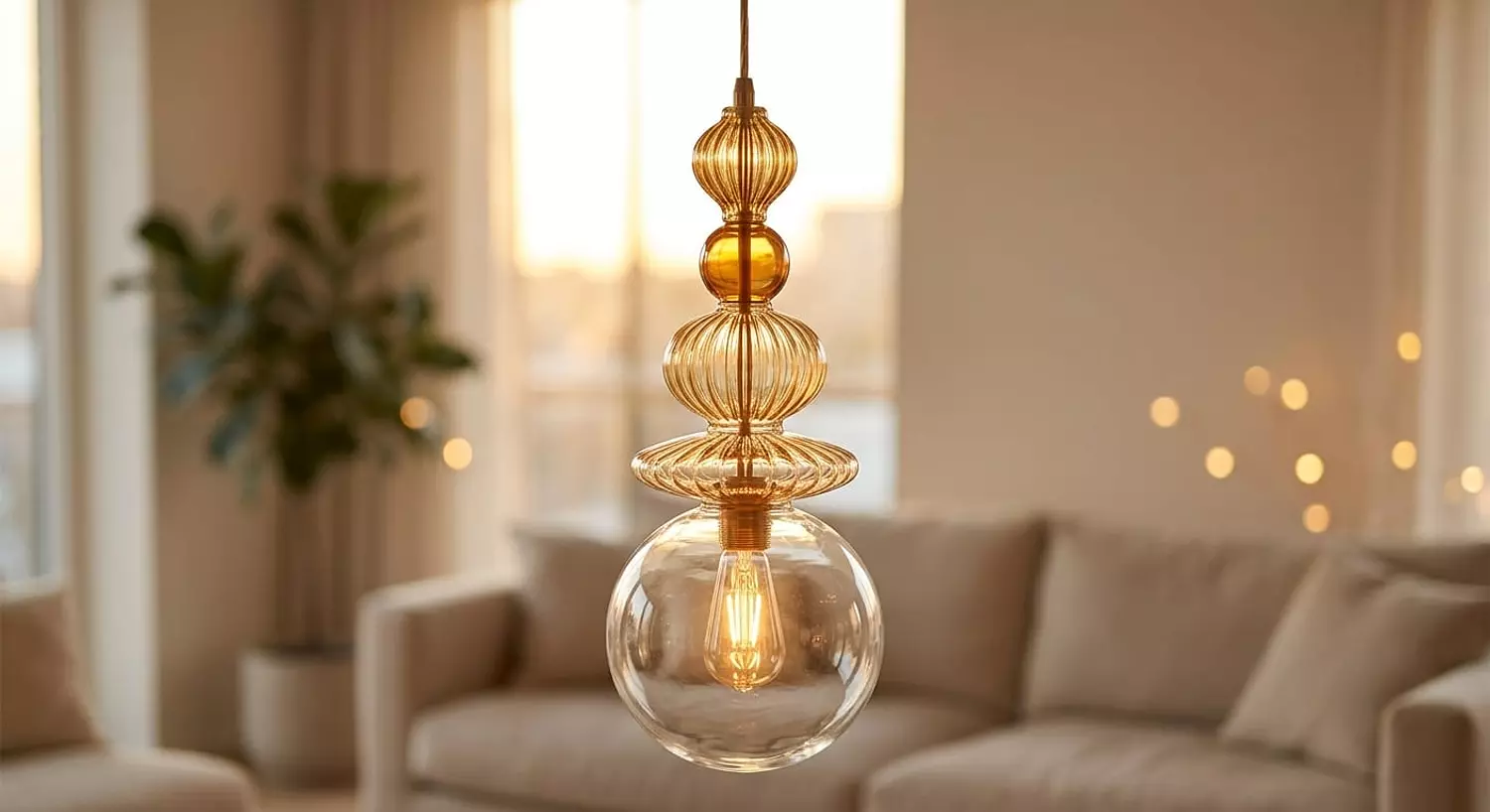 Cassia - Elegant Handmade Pyrex Glass Pendant Light 2