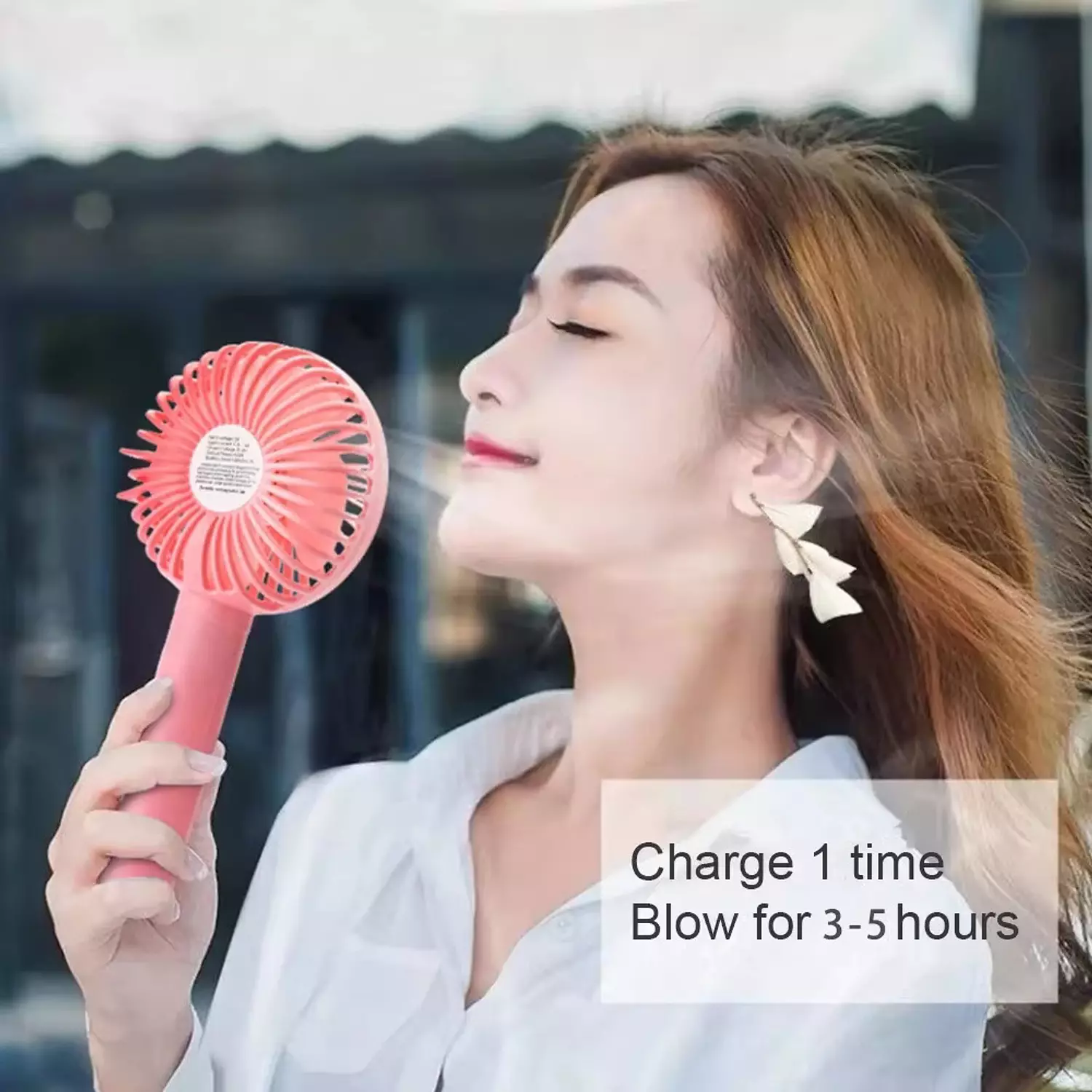 SS-2 Rechargeable Handheld Fan - 3 Speeds - pink 5