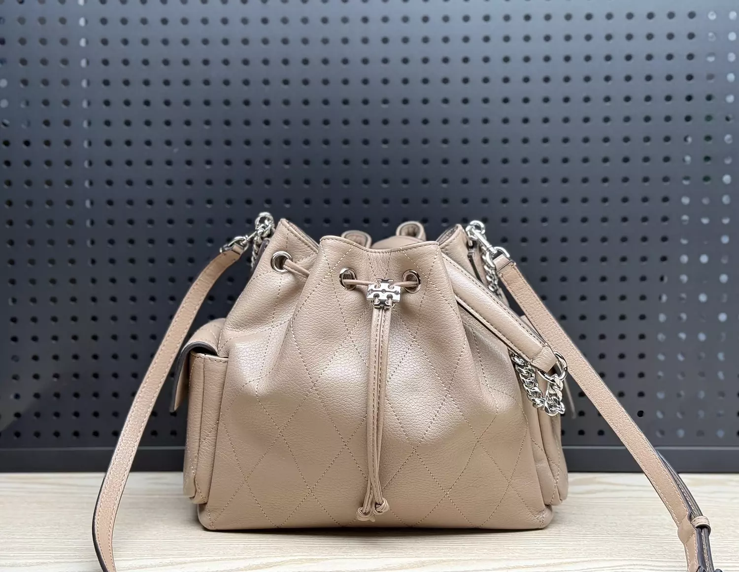 Tory Burch Charlie Quilted Drawstring Bucket Bag. image