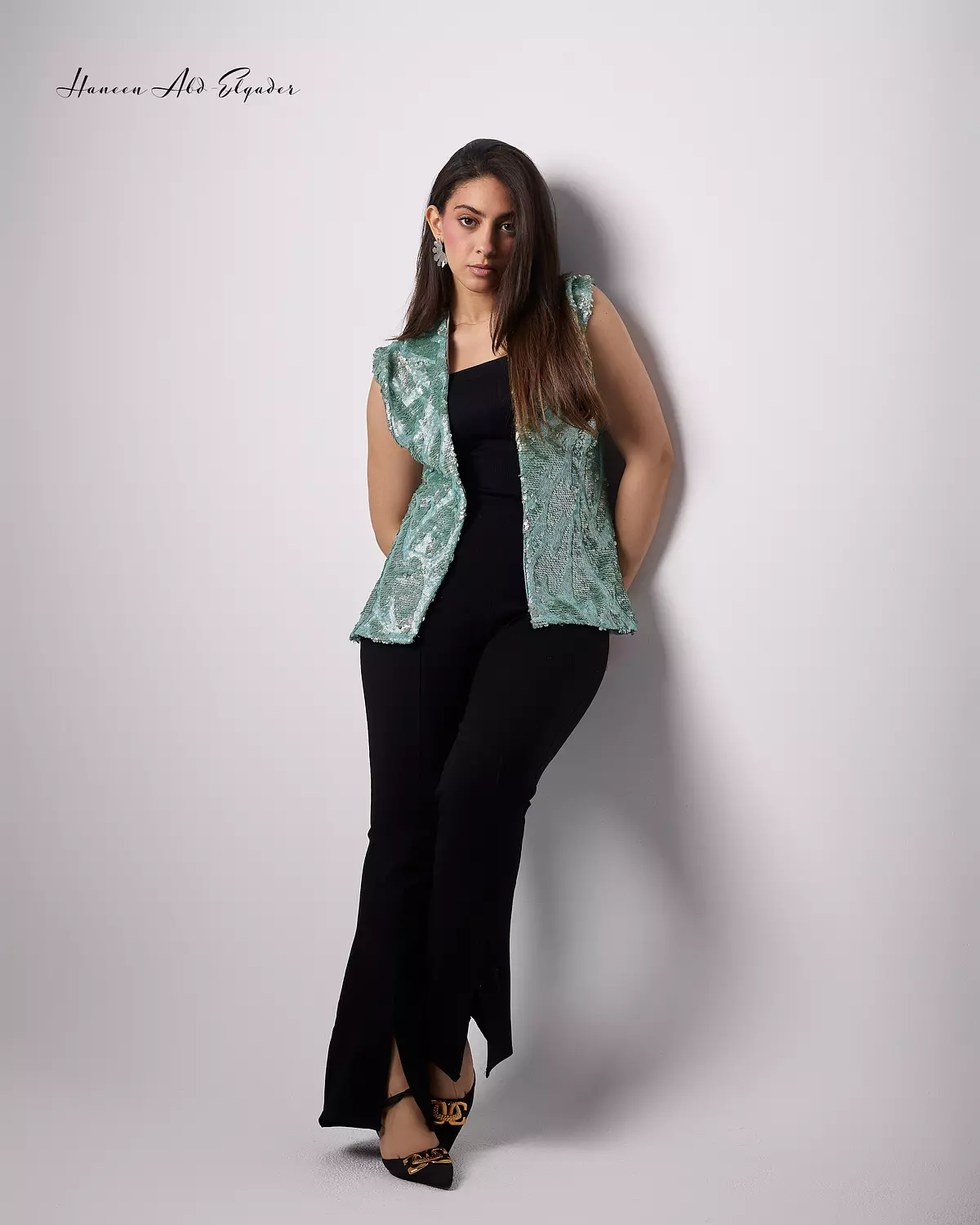 Mint green sequined vest 1