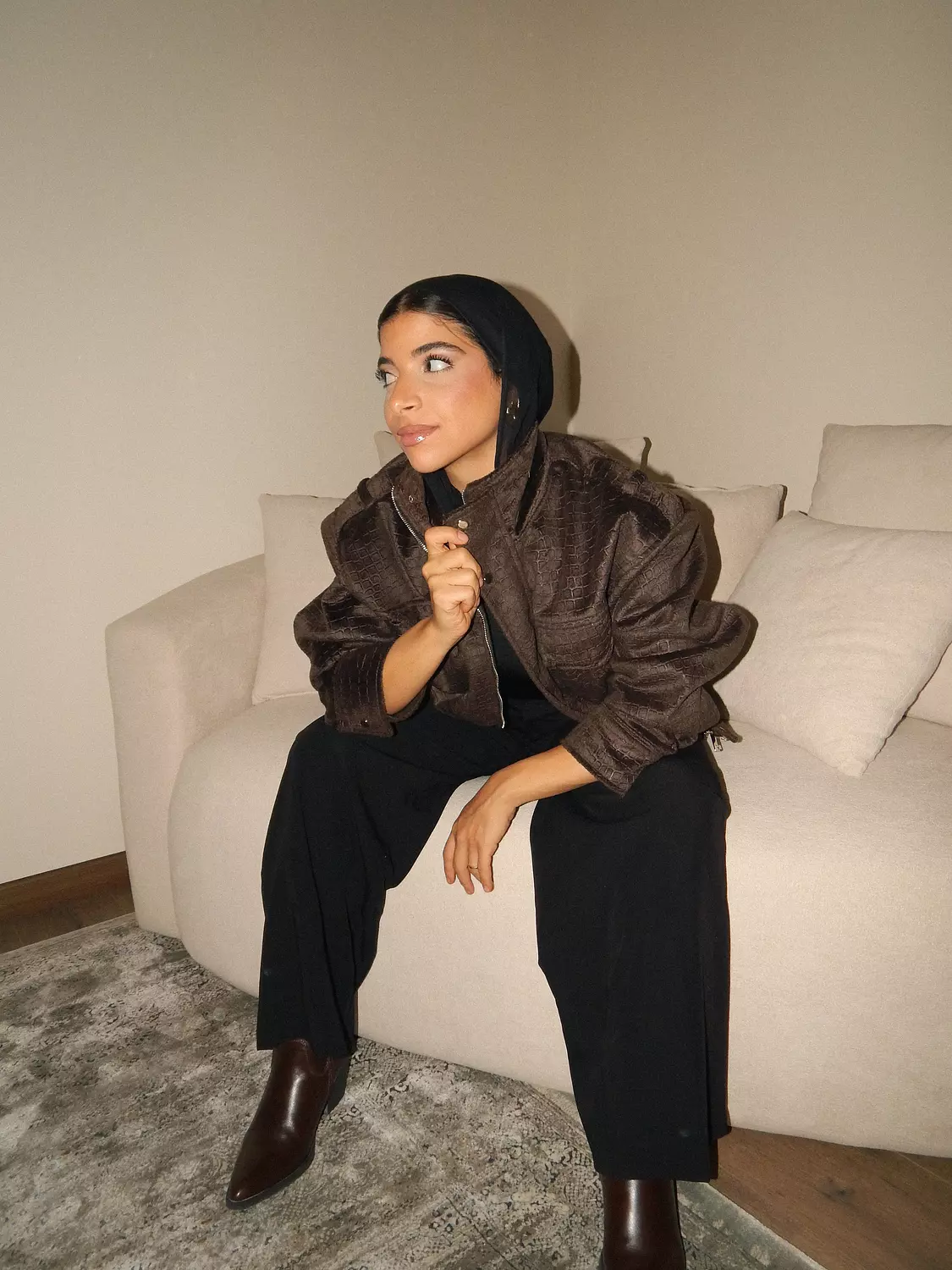 Brown Croco Suede Jacket image