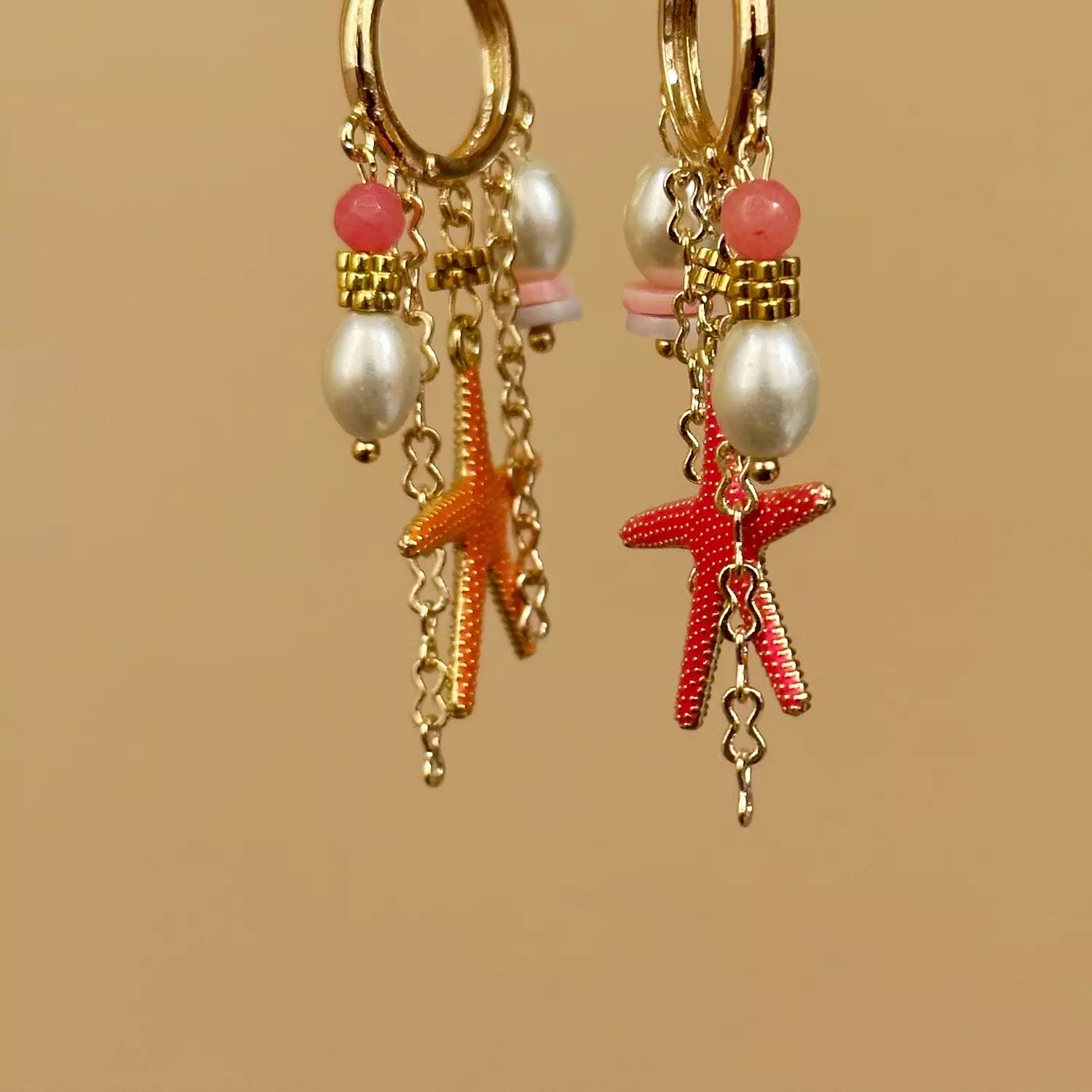 Coral Star Earrings  2