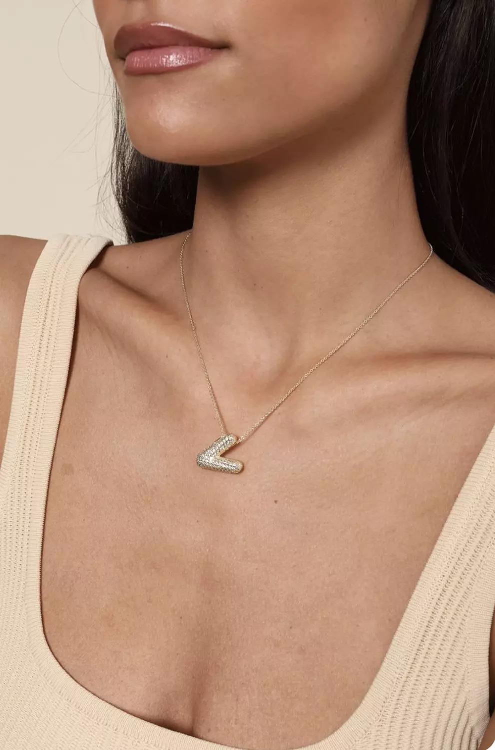 Crystal bubble letter necklace  5