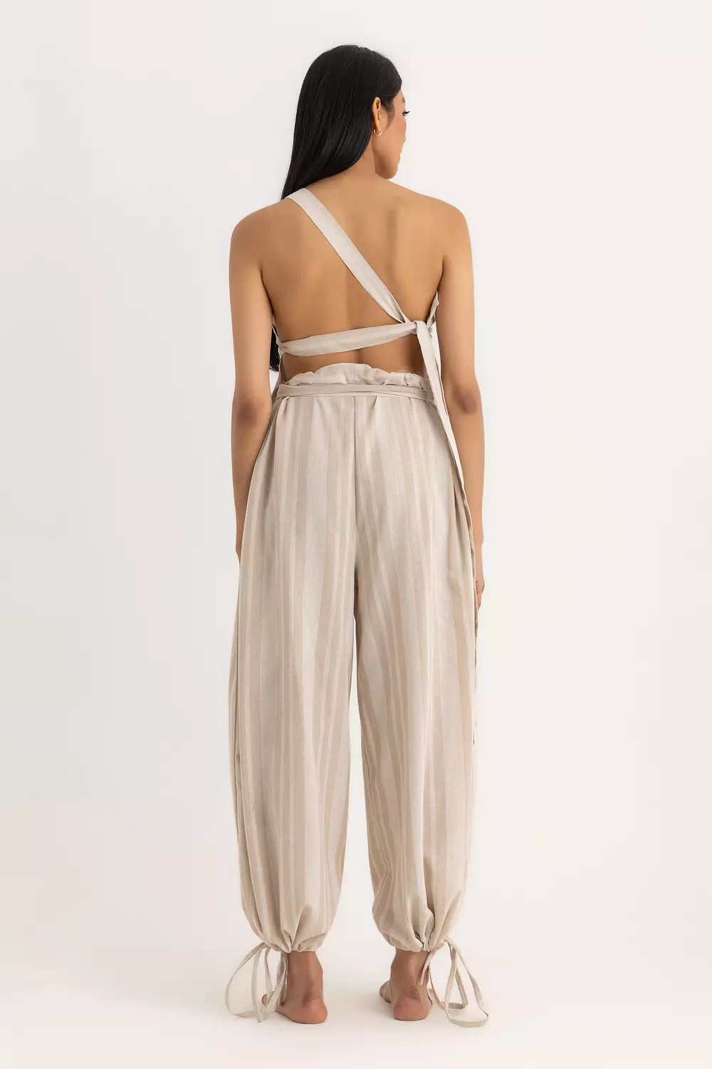 The Magic Linen Pants Beige Striped 1