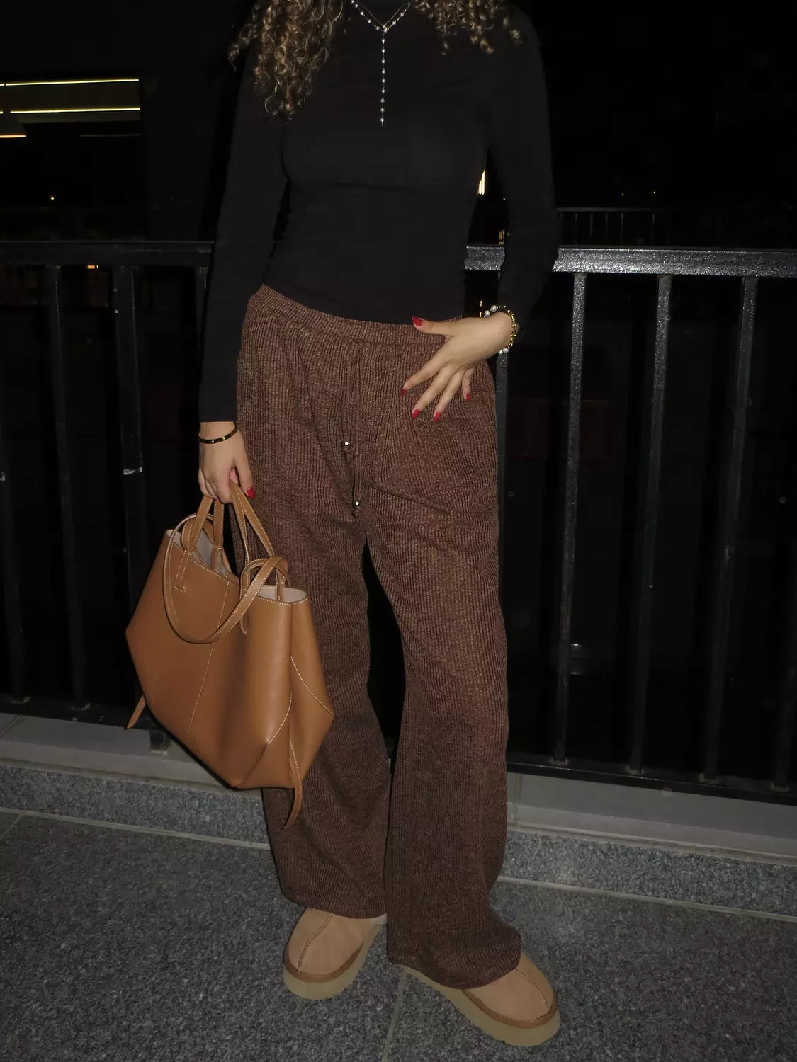 Teddy brown ribbed pants  image