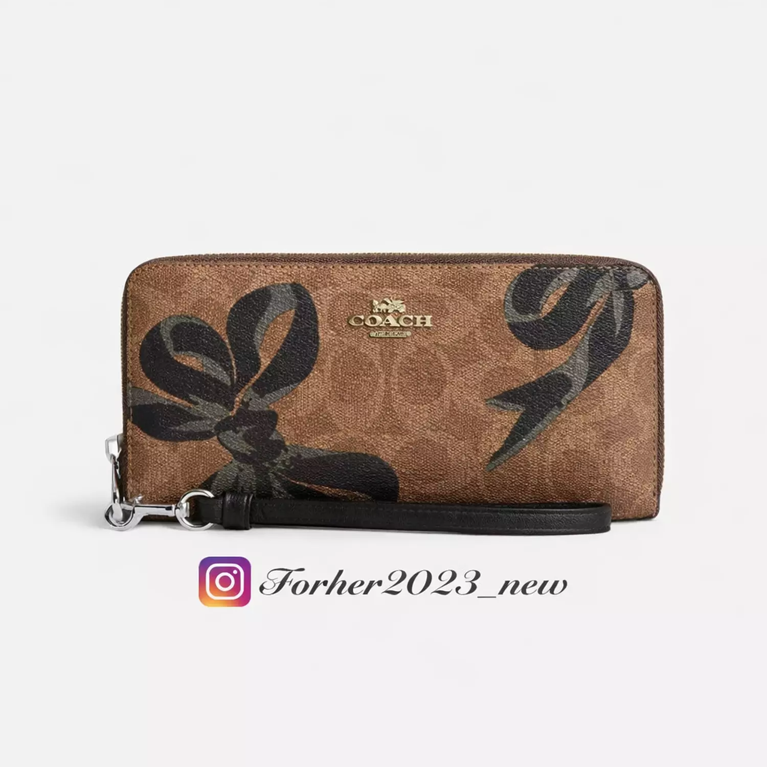 Coach  LONG ZIP AROUND WALLET IN SIGNATURE CANVAS WITH BOW PRINT