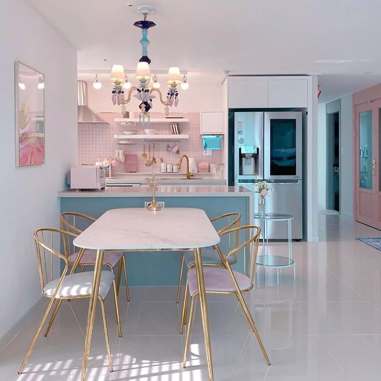 Steel Dining Table - With Alternative to marble Top hover image