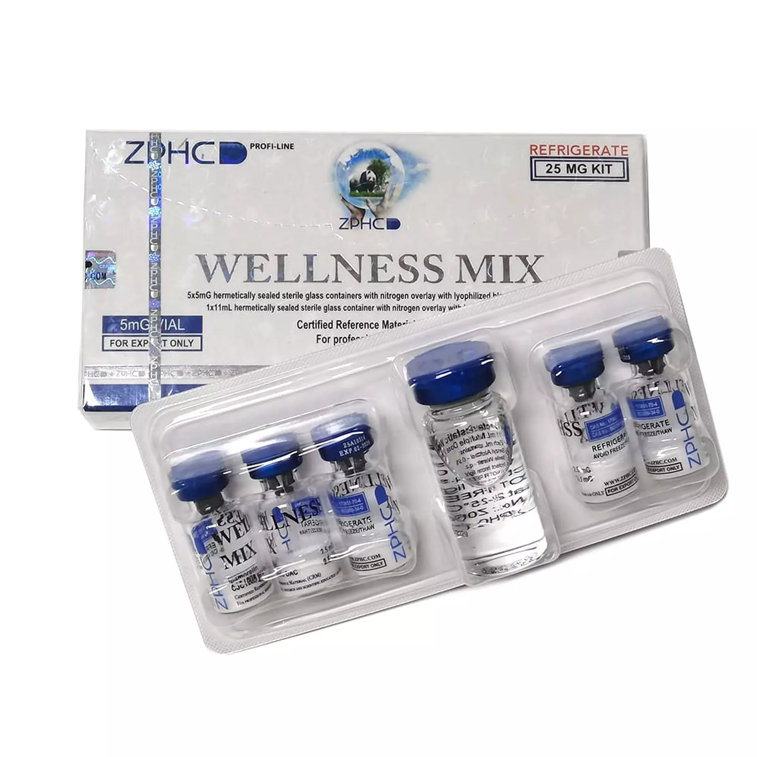 Wellness Mix ZPHC — 25 mg (Ipamorelin 2.5 mg + CJC-1295 2.5 mg) — 5 vials × 5 mg hover image