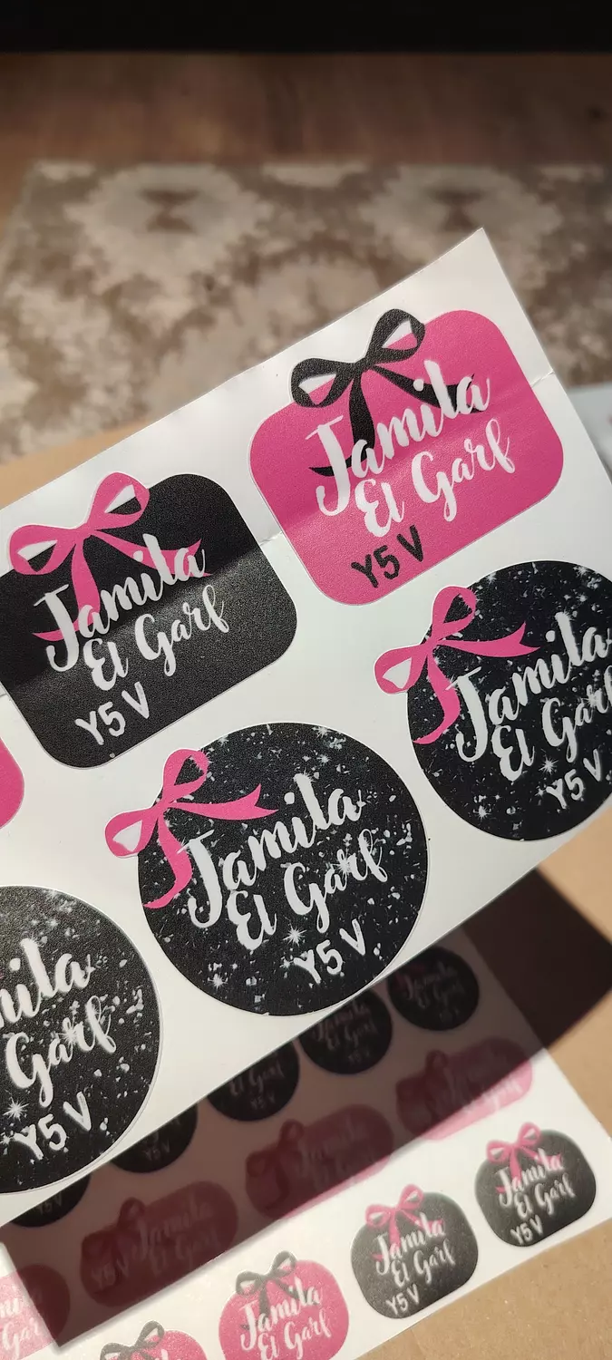 Pink Black Bow School Labels Stickies image