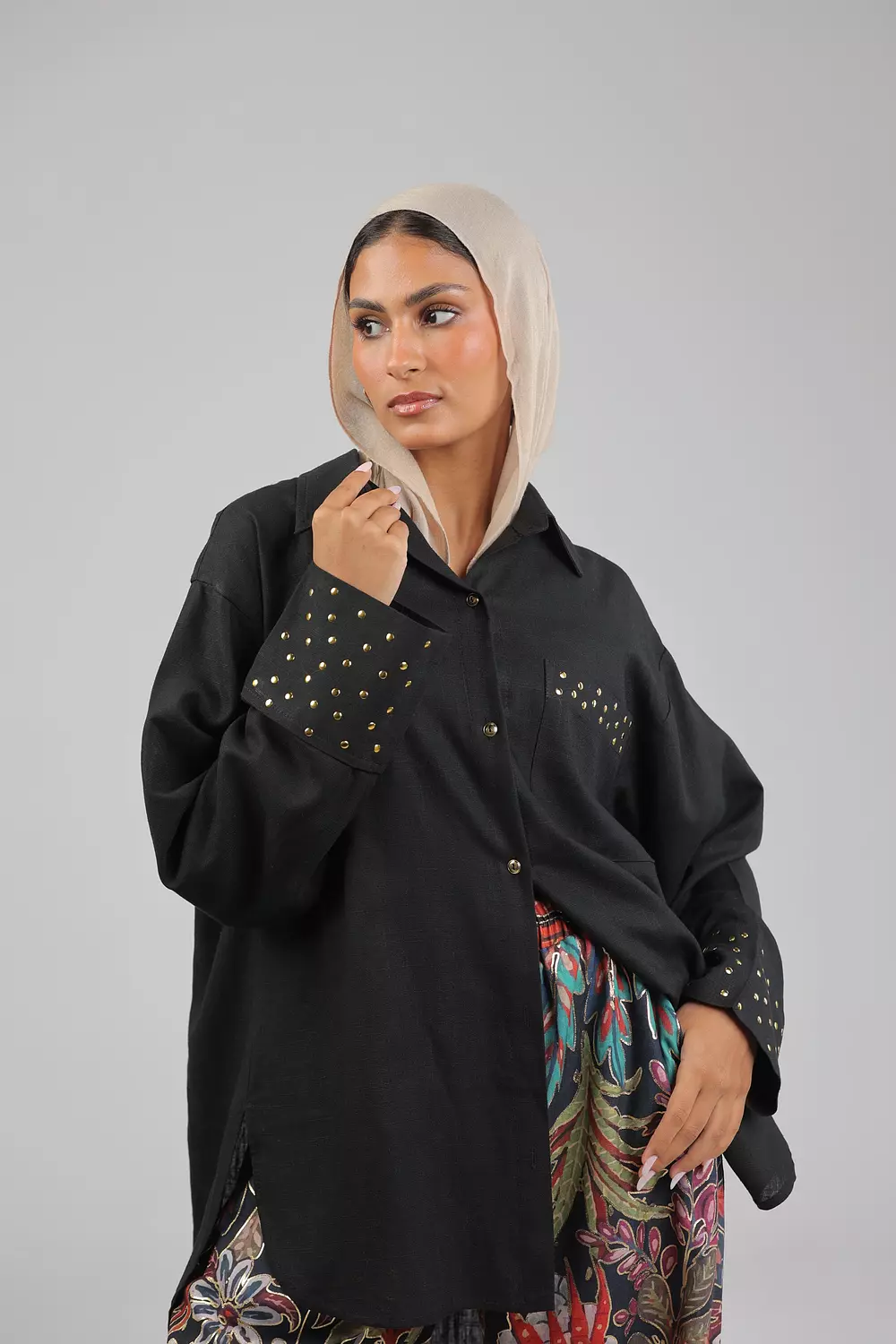 Black Studded linen shirt 8