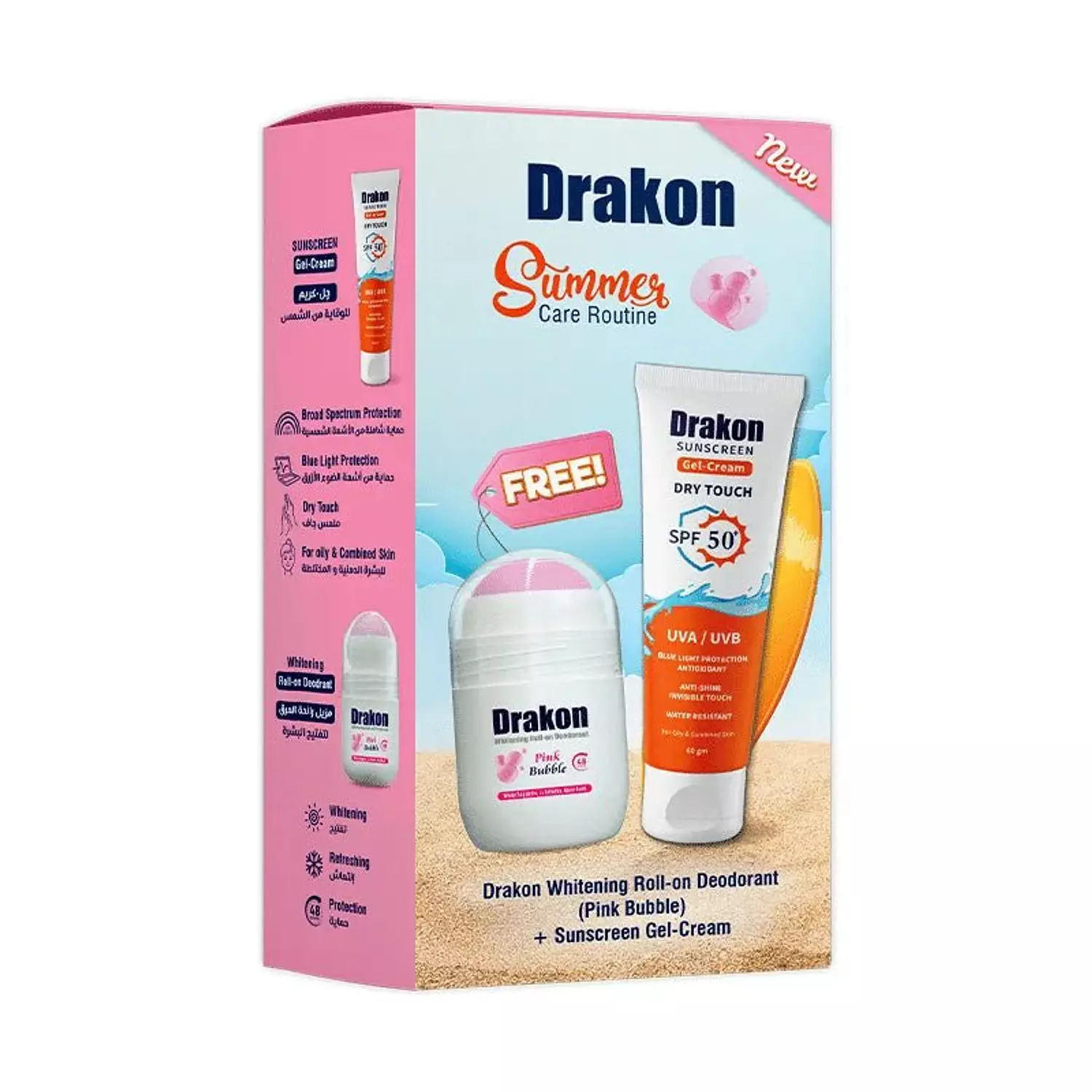 Drakon® promopack ( Sunscreen Gel-Cream 60 ml +Drakon whitening Roll on Pink Bubble) image