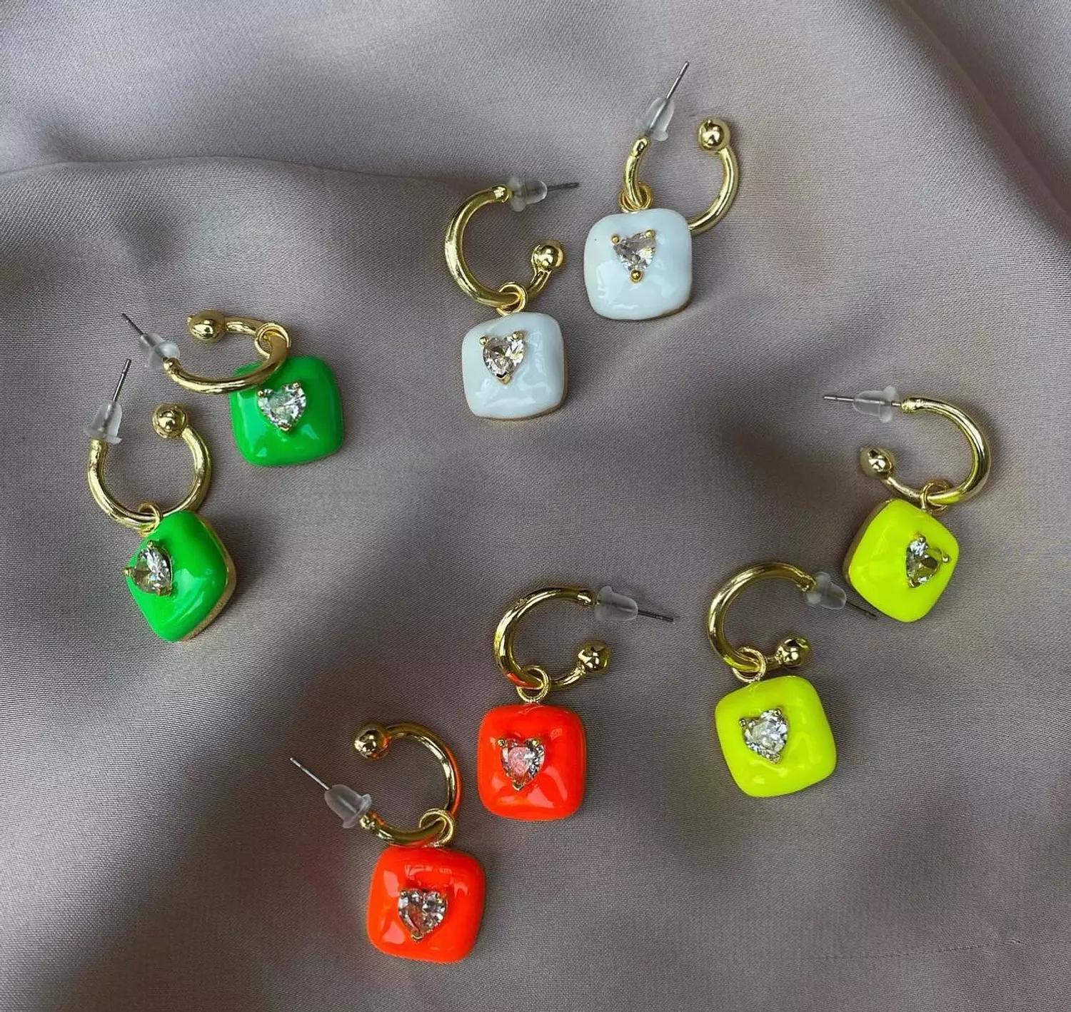 Colourful heart earrings  hover image