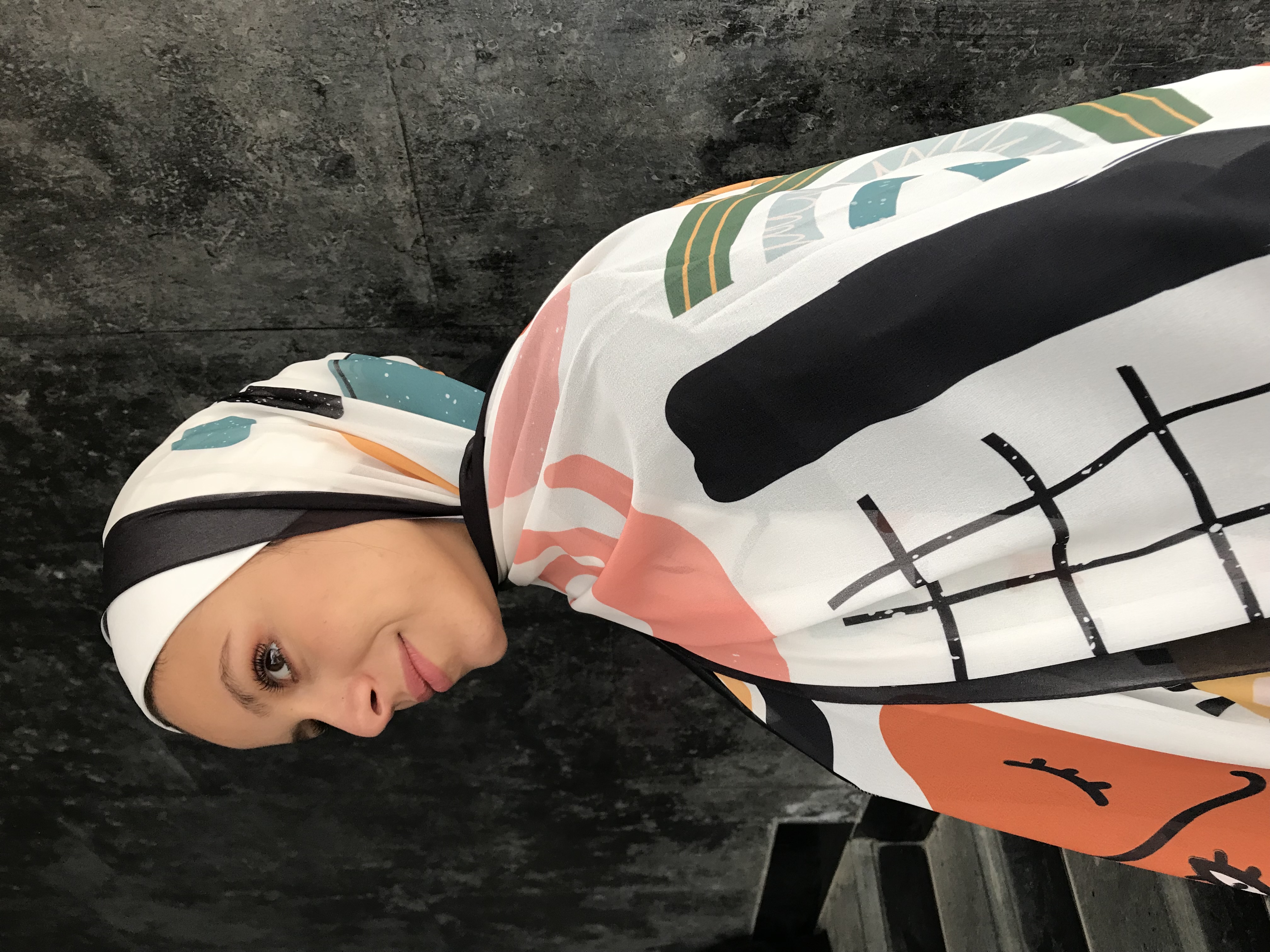 Orangish teal scarf 1