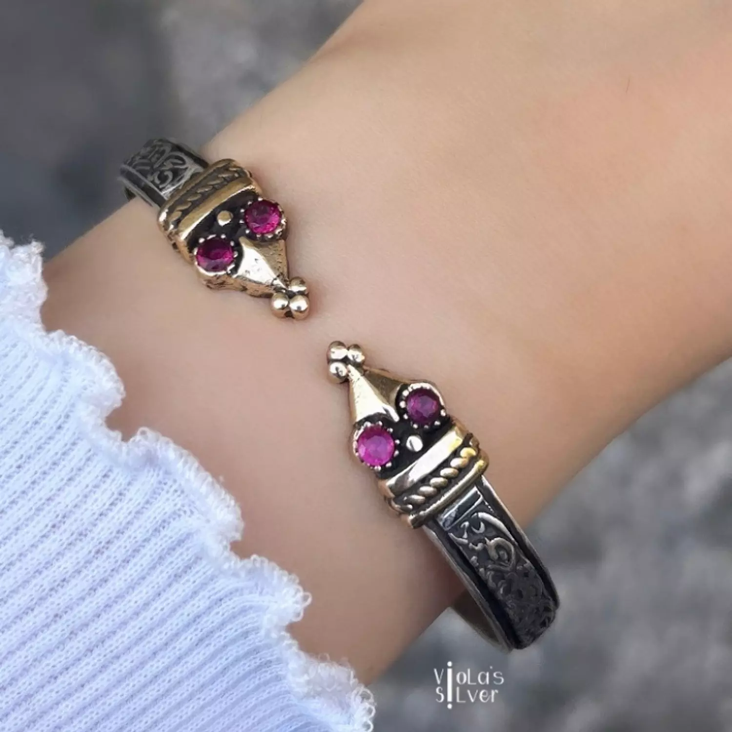 Calligraphy handcuff with stones 1