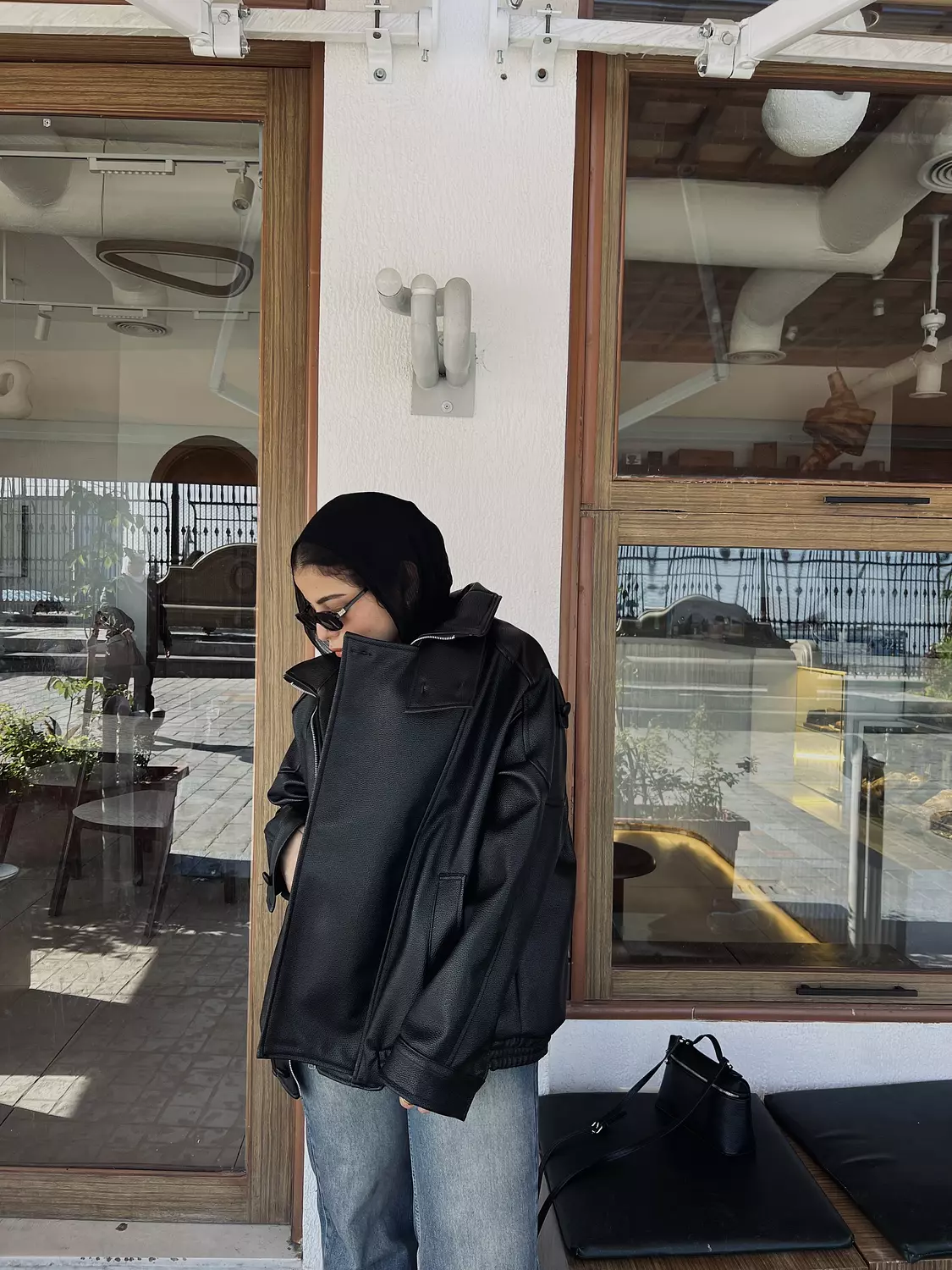 high neck leather jacket 3