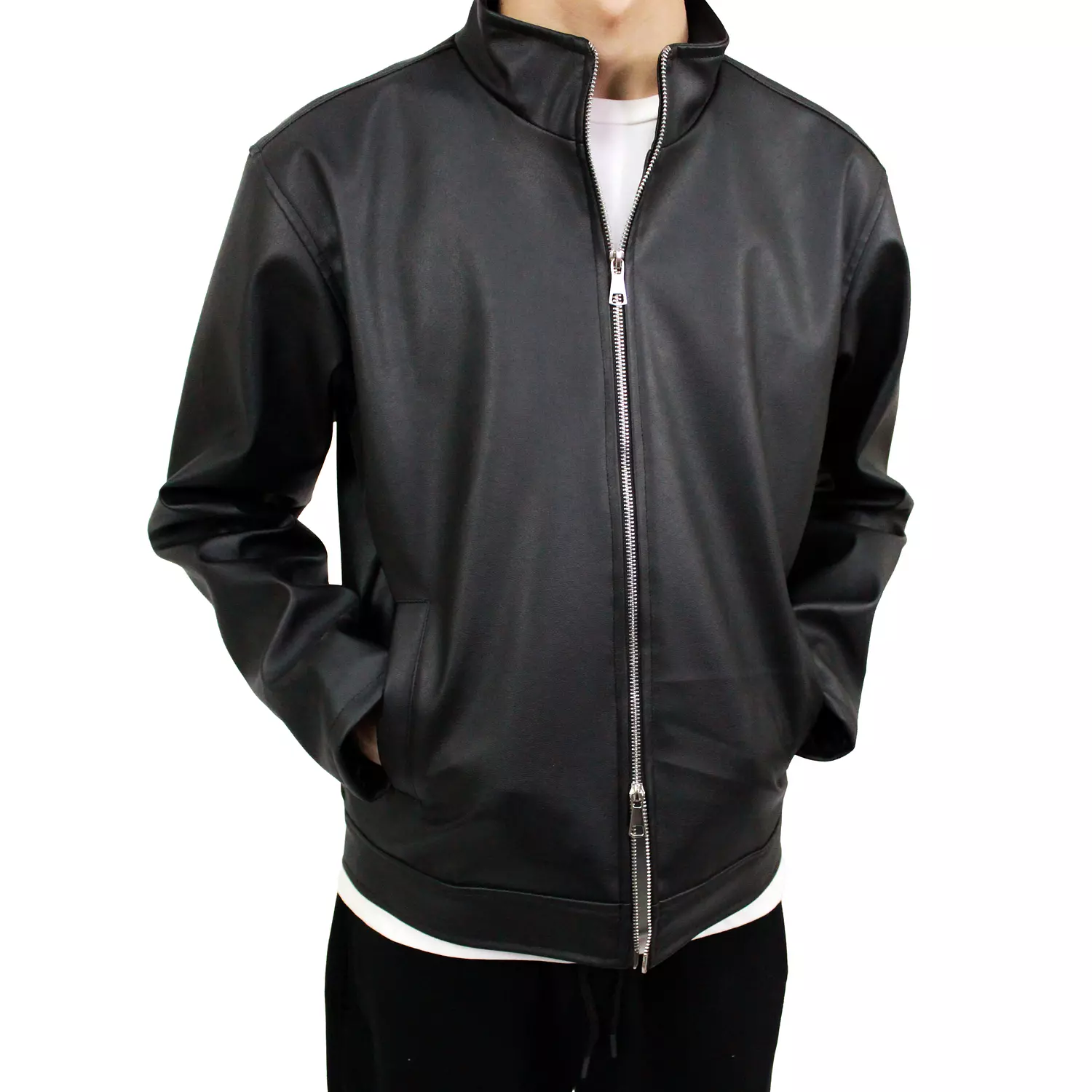 W4 2zippers Leather Jacket boxfit  hover image