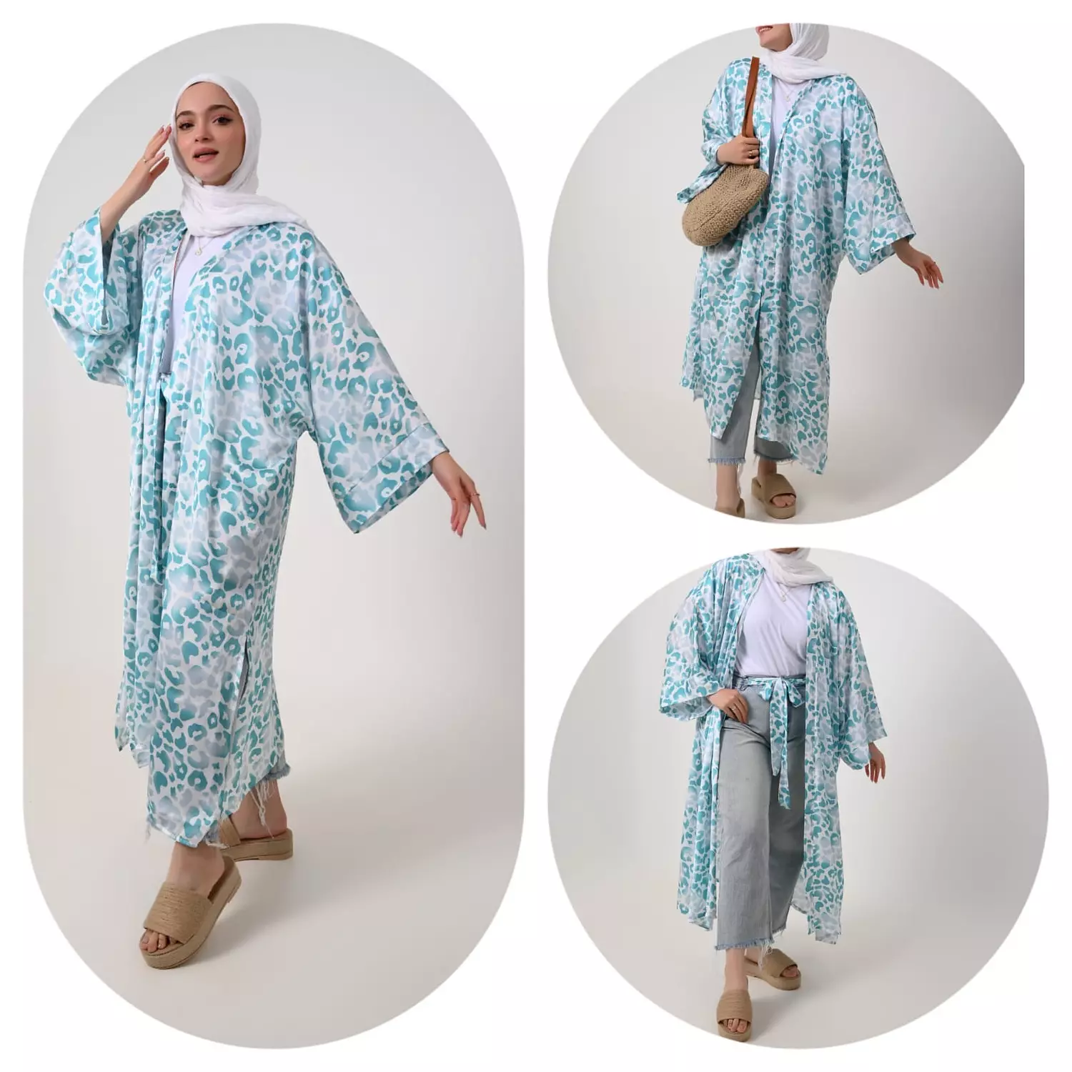 Baby Blue Leopard Kimono  2