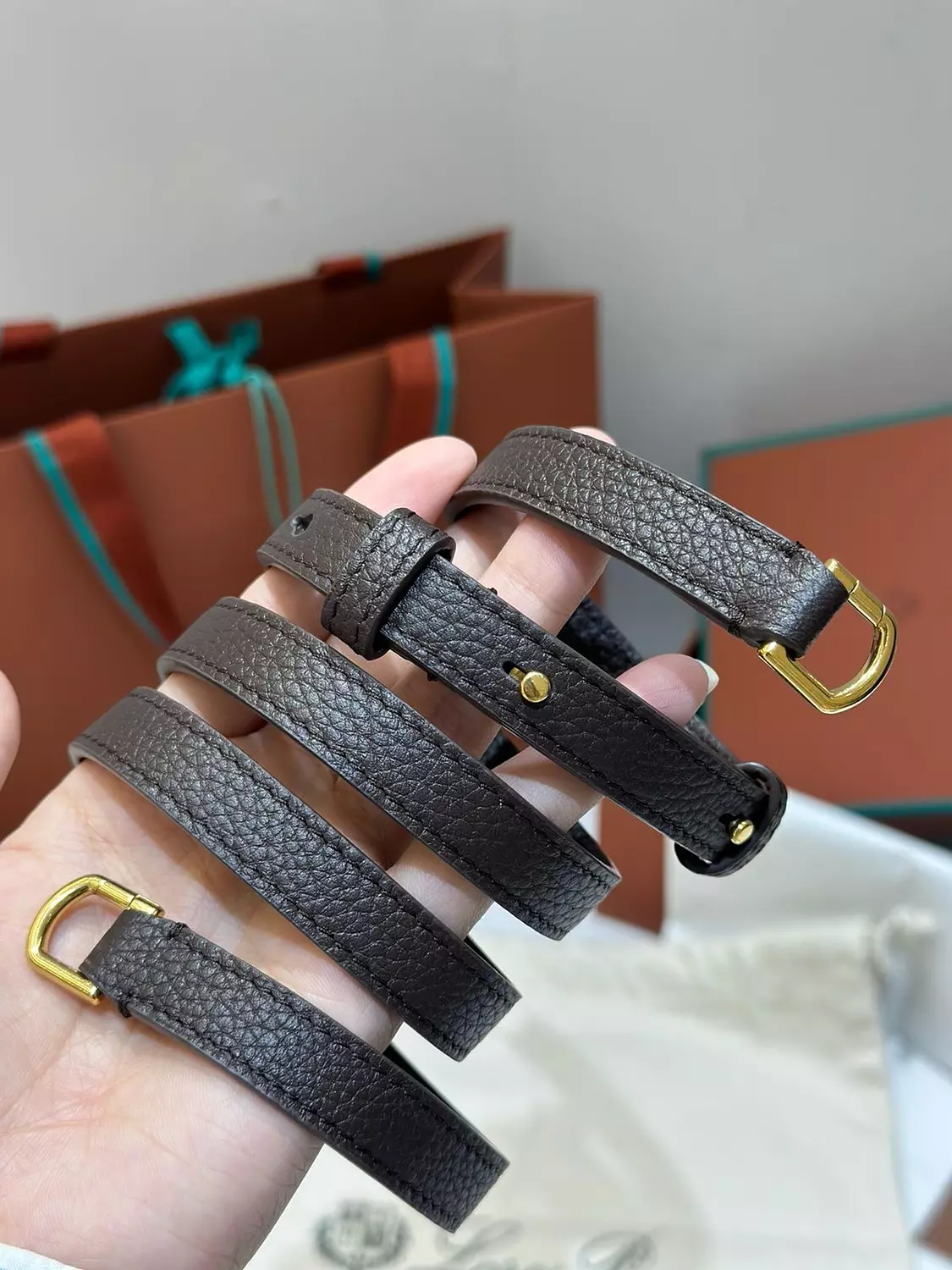 Loro piana L19 Chocolate Brown with Gold Hardware  6
