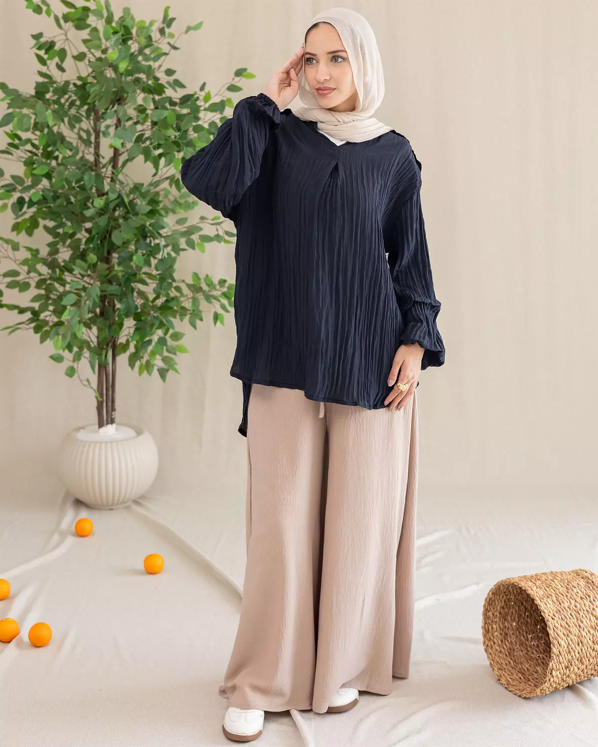 Wide Leg Pants | Beige image