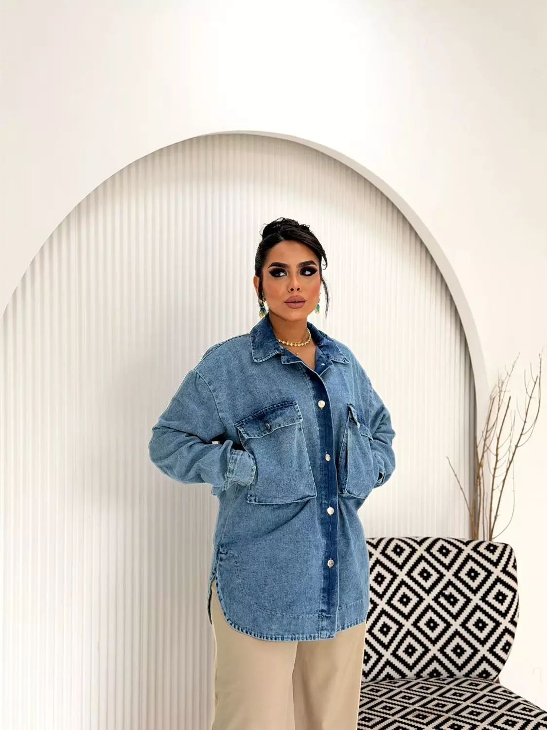 Oversized Denim Shirt In Dark Wash 2